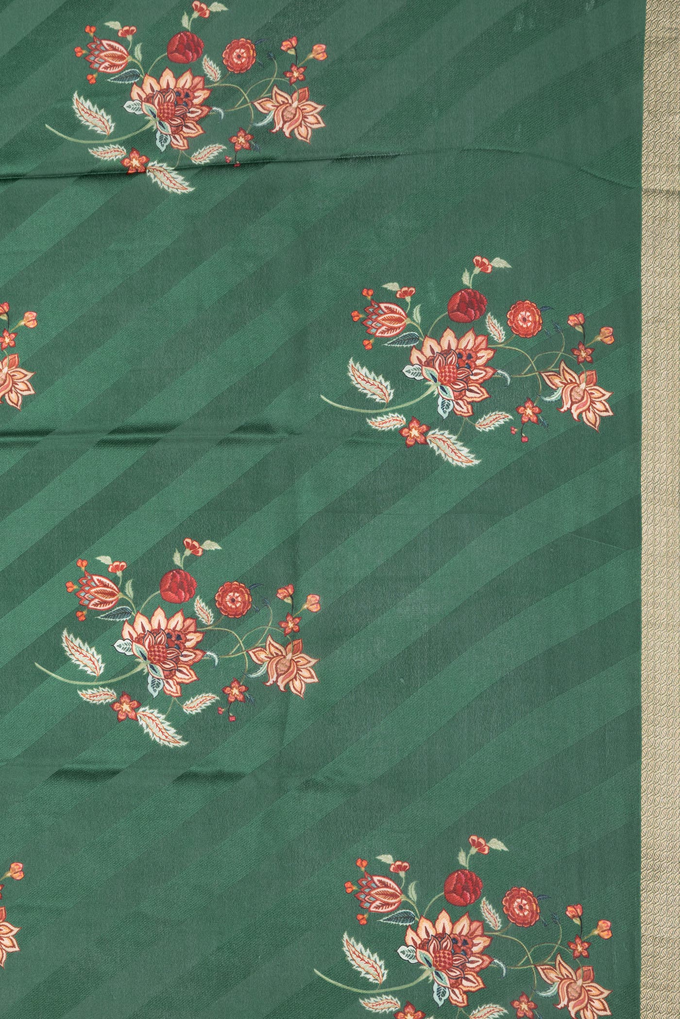 Green Dual Tone Mysore Crepe Saree