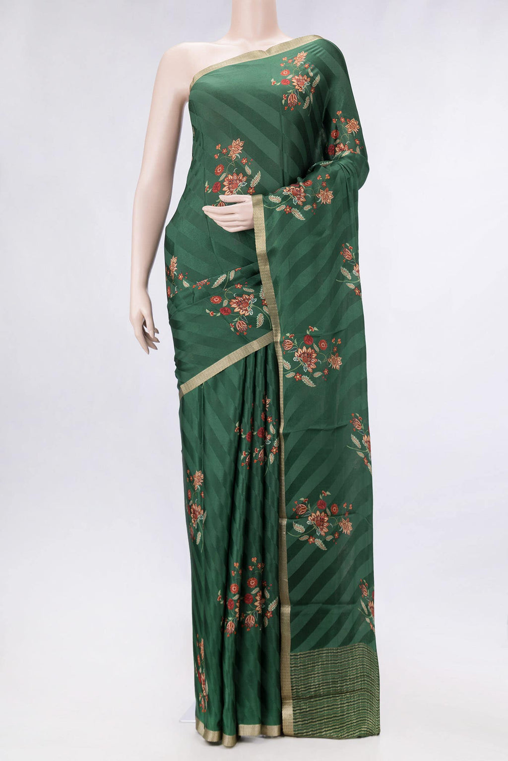 Green Dual Tone Mysore Crepe Saree