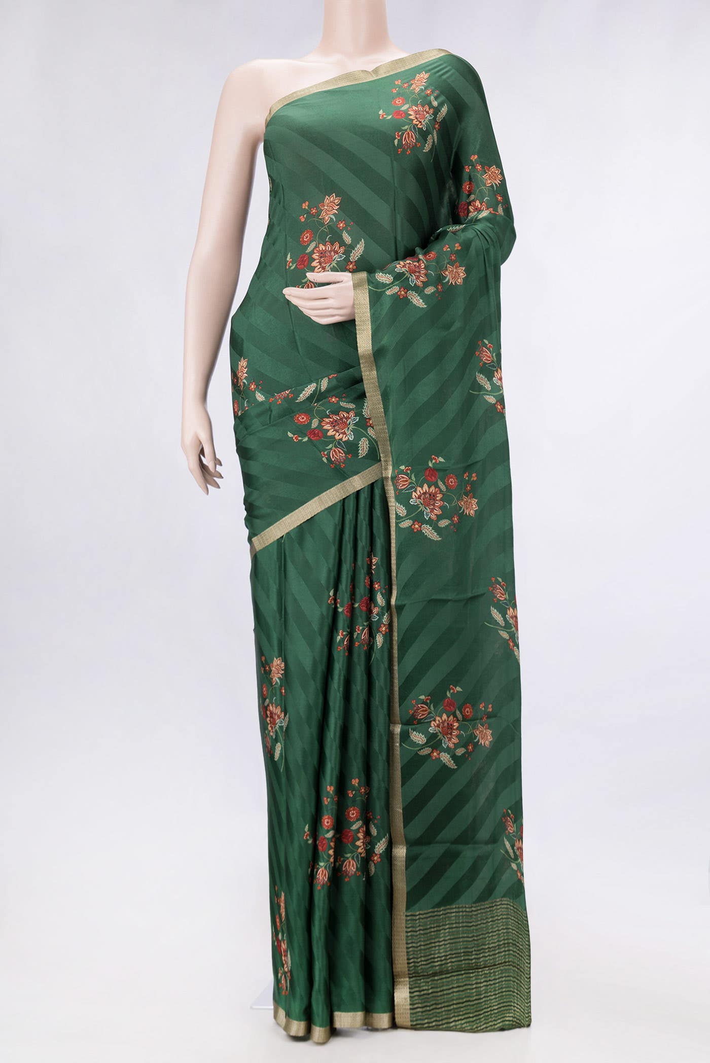 Green Dual Tone Mysore Crepe Saree