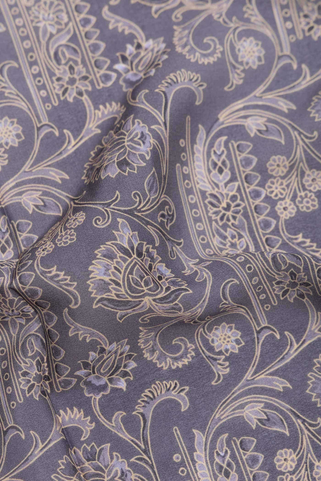 Grey Mysore Crepe Saree