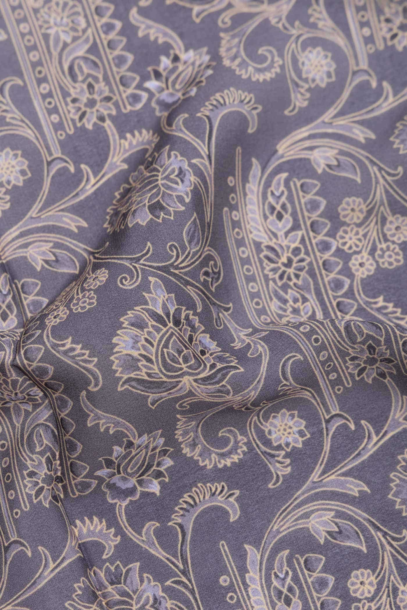 Grey Mysore Crepe Saree