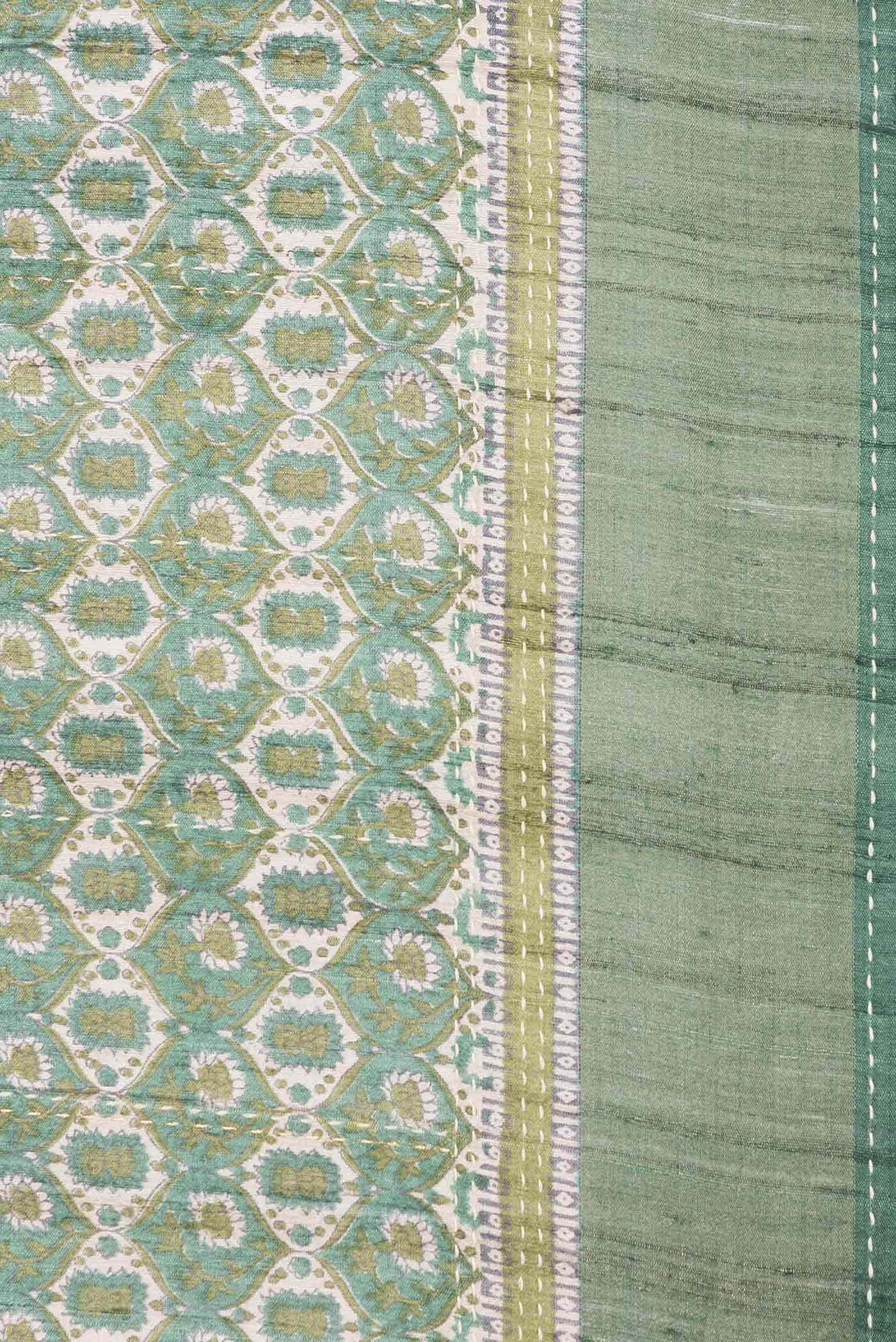 Green Dual Tone Tussar Silk Saree