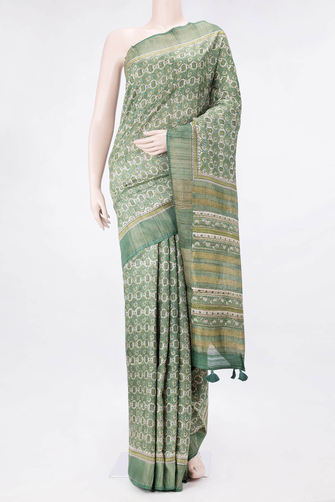 Green Dual Tone Tussar Silk Saree