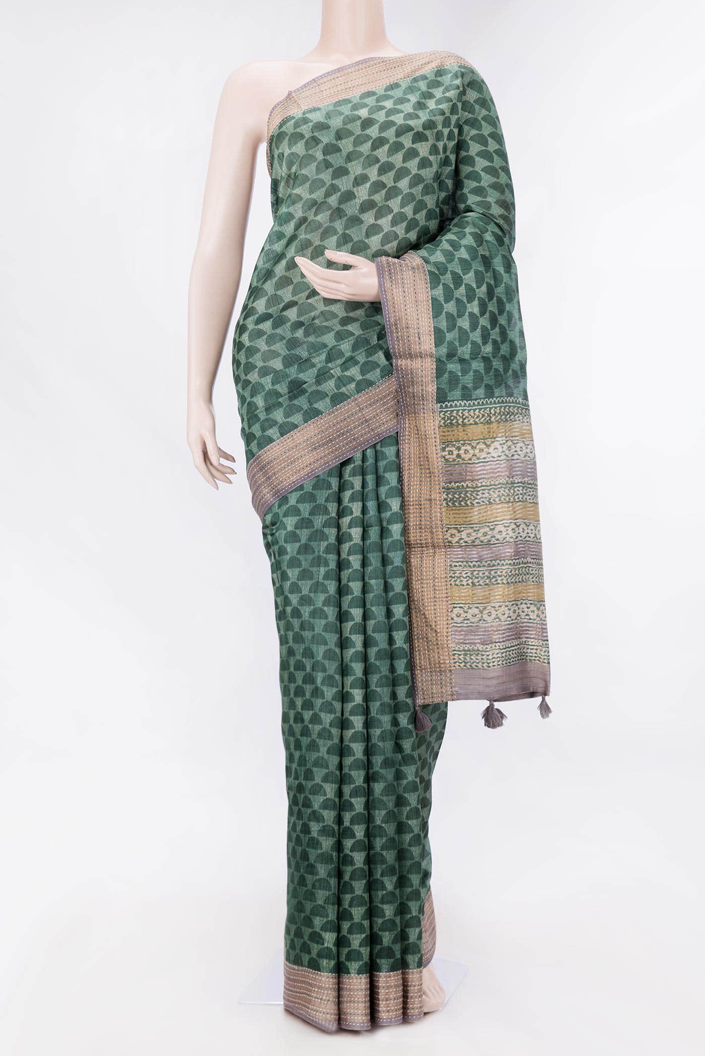 Green Dual Tone Tussar Silk Saree