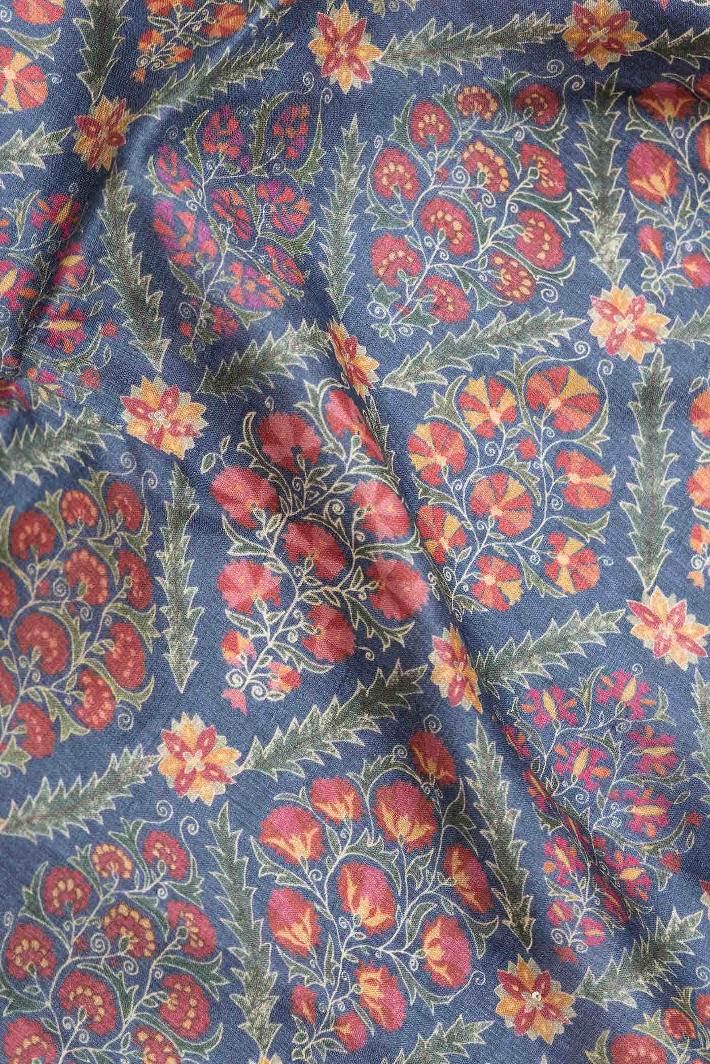 Blue Dual Tone Tussar Silk Saree