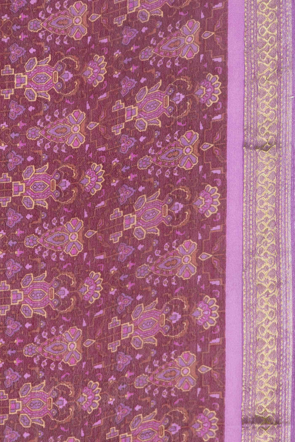 Burgundy Dual Tone Mysore Crepe Saree