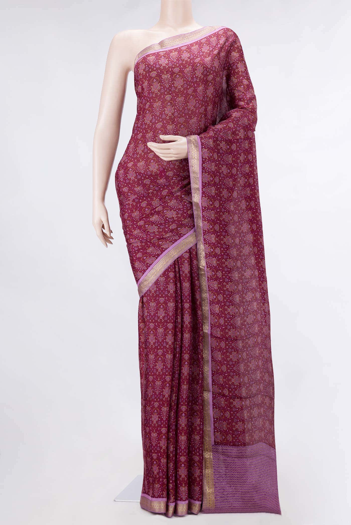 Burgundy Dual Tone Mysore Crepe Saree