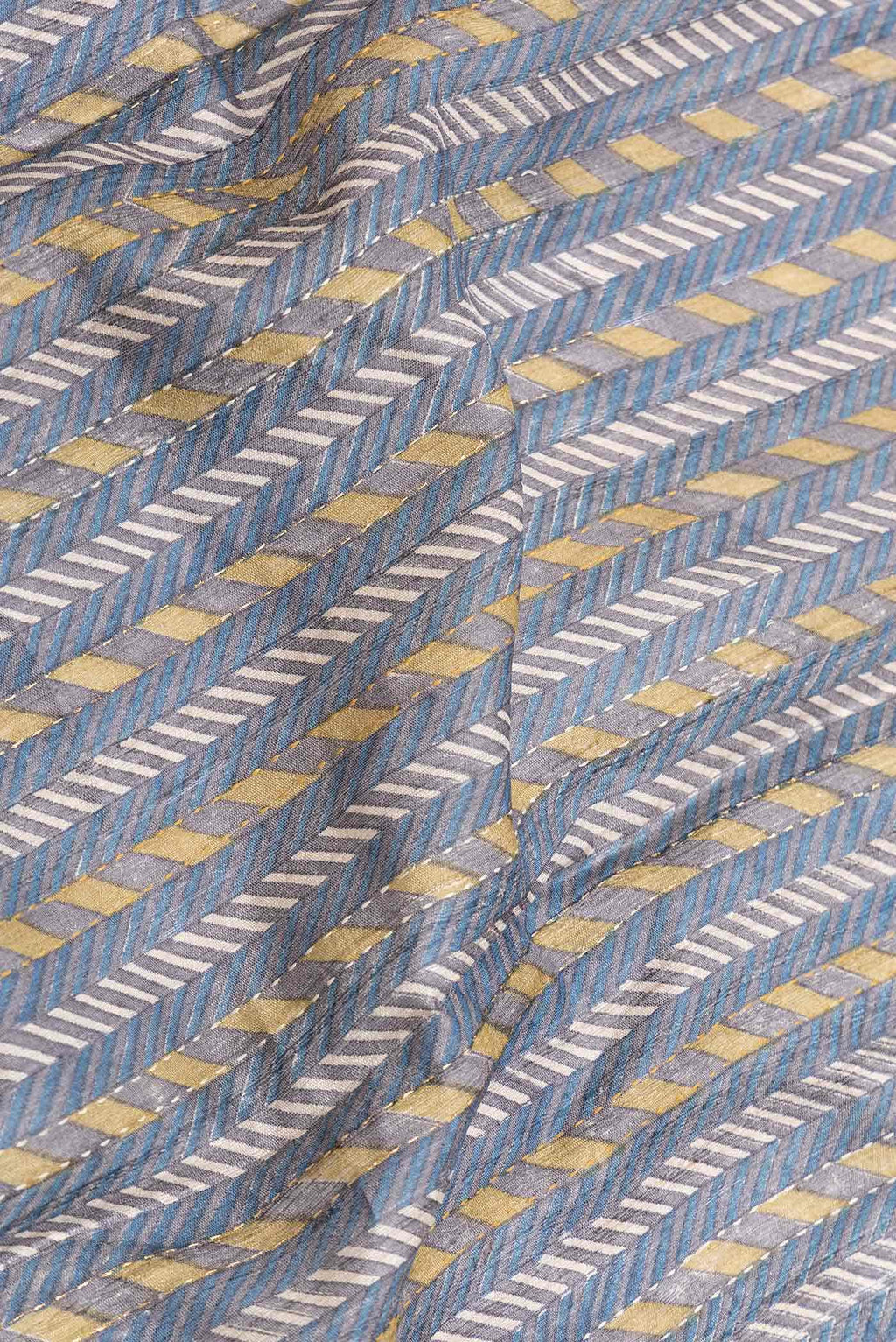 Blue Grey Dual Tone Tussar Silk Saree