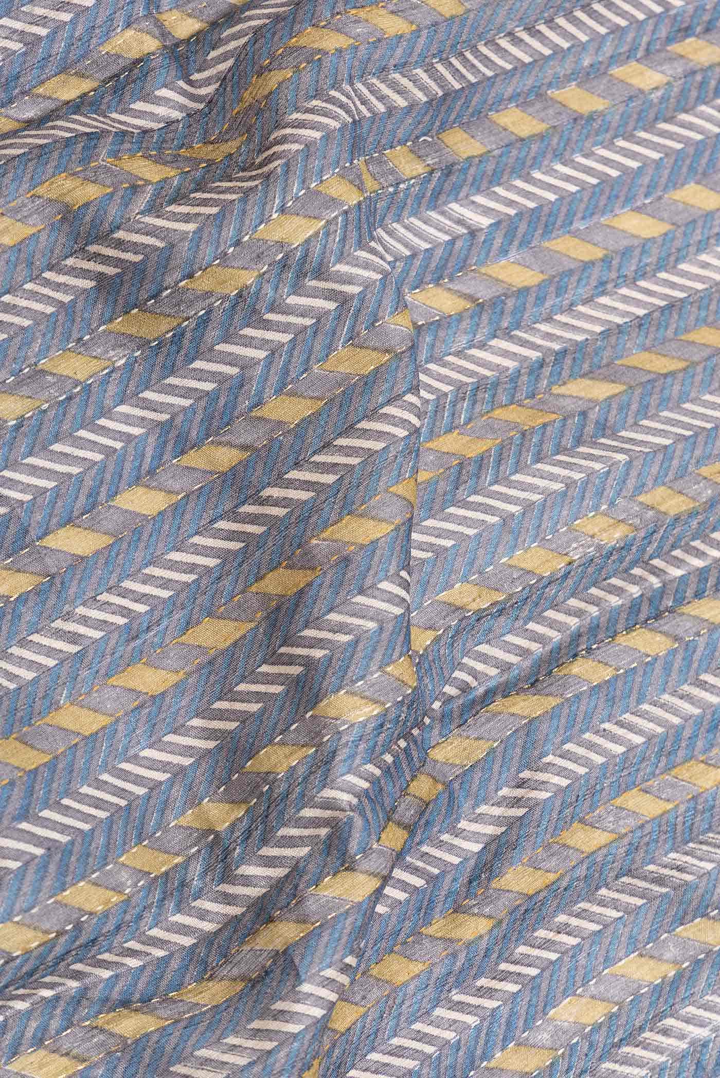 Blue Grey Dual Tone Tussar Silk Saree