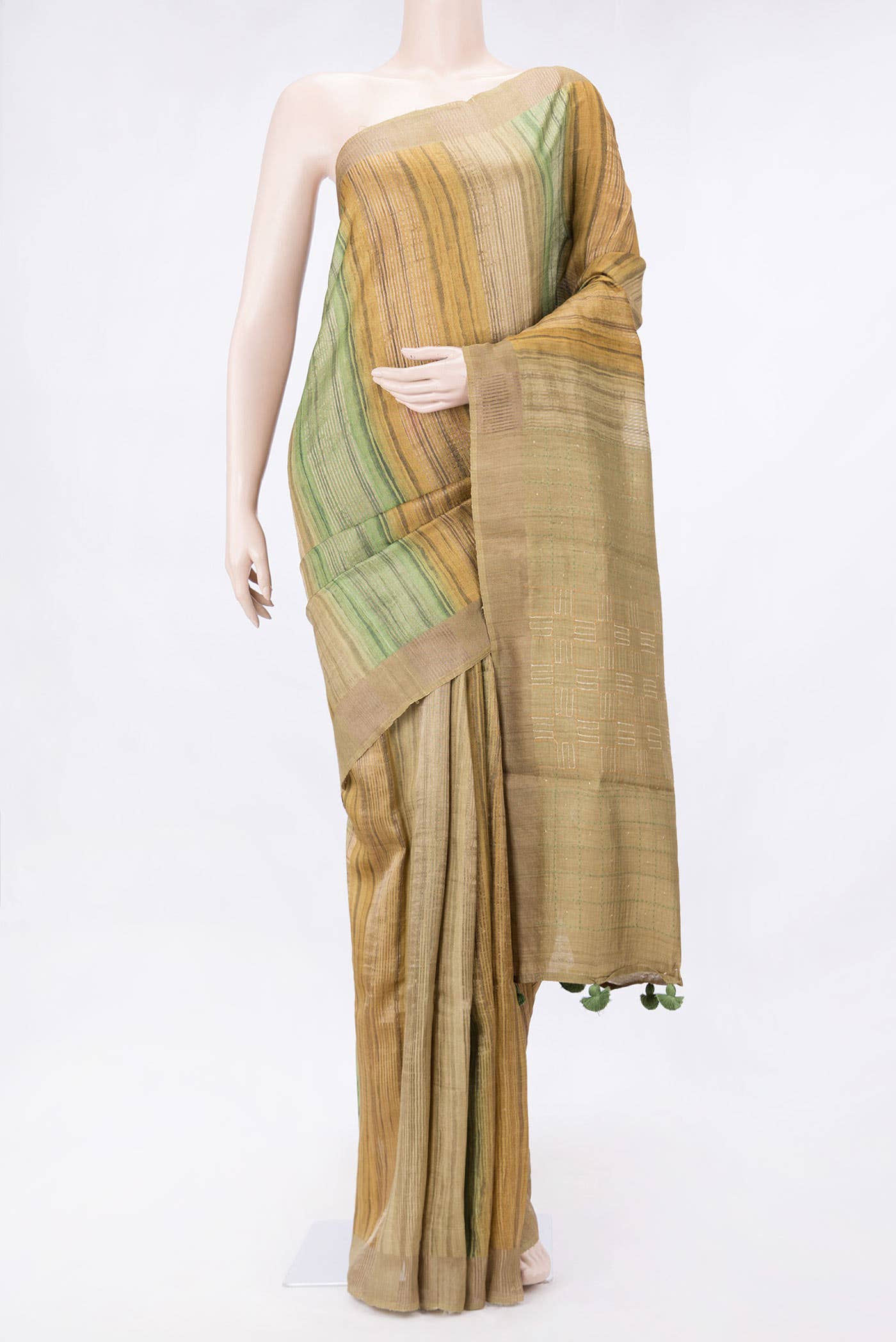 Green Dual Tone Tussar Silk Saree