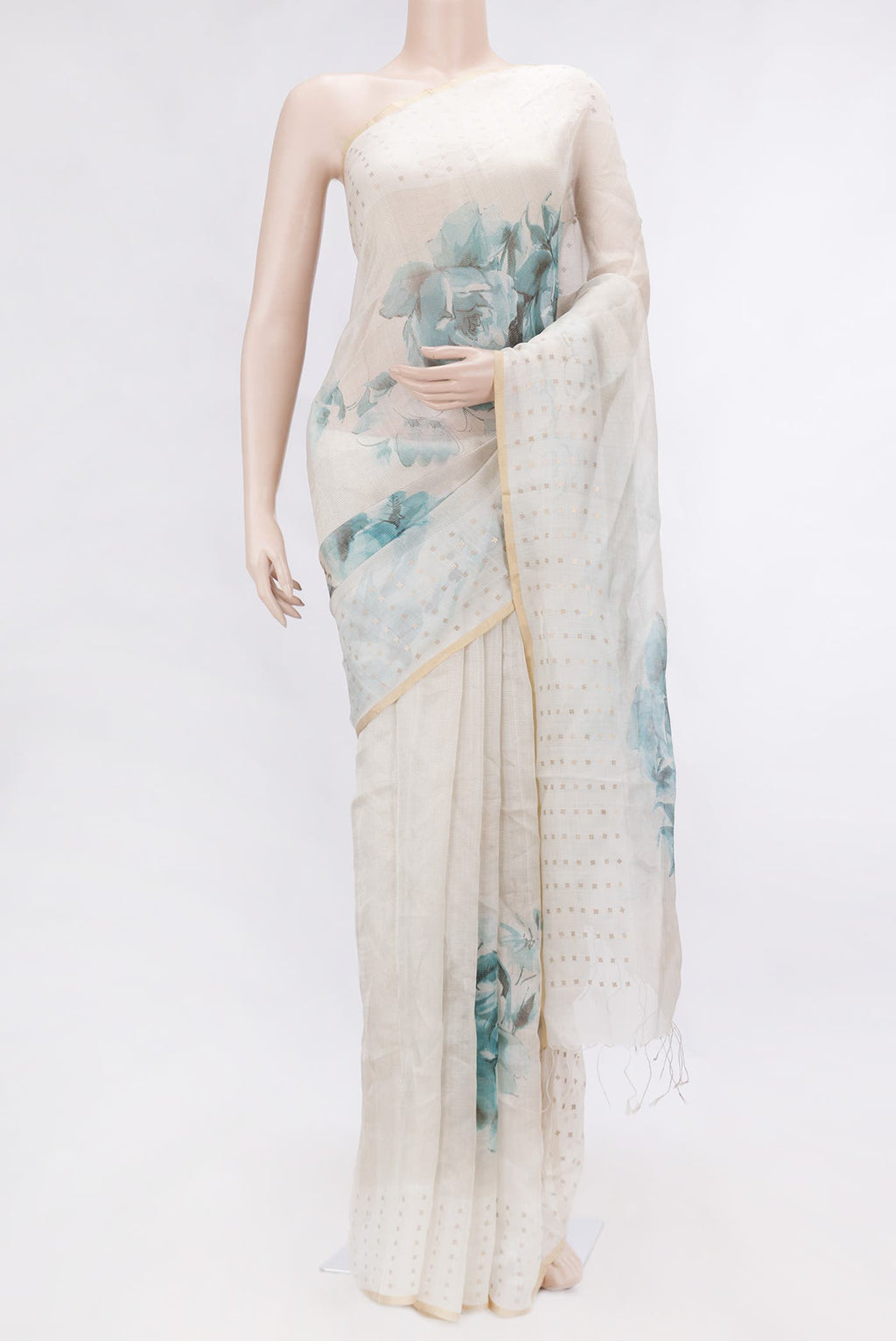 Beige Dual Tone Tussar Silk Saree