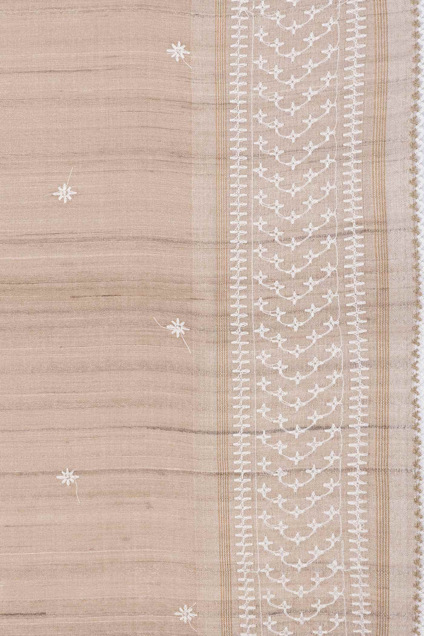 Beige Dual Tone Tussar Silk Saree