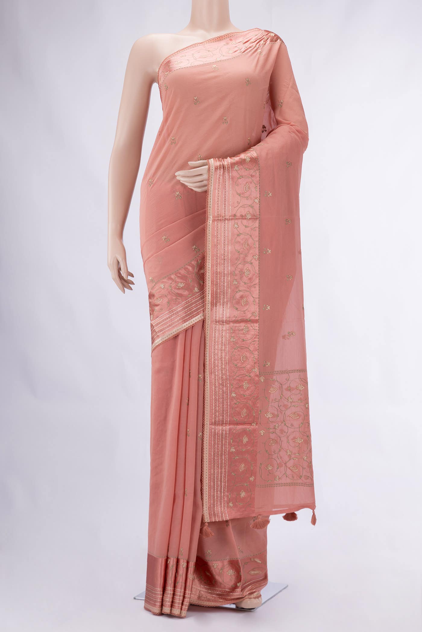 Peach Mysore Georgette Saree