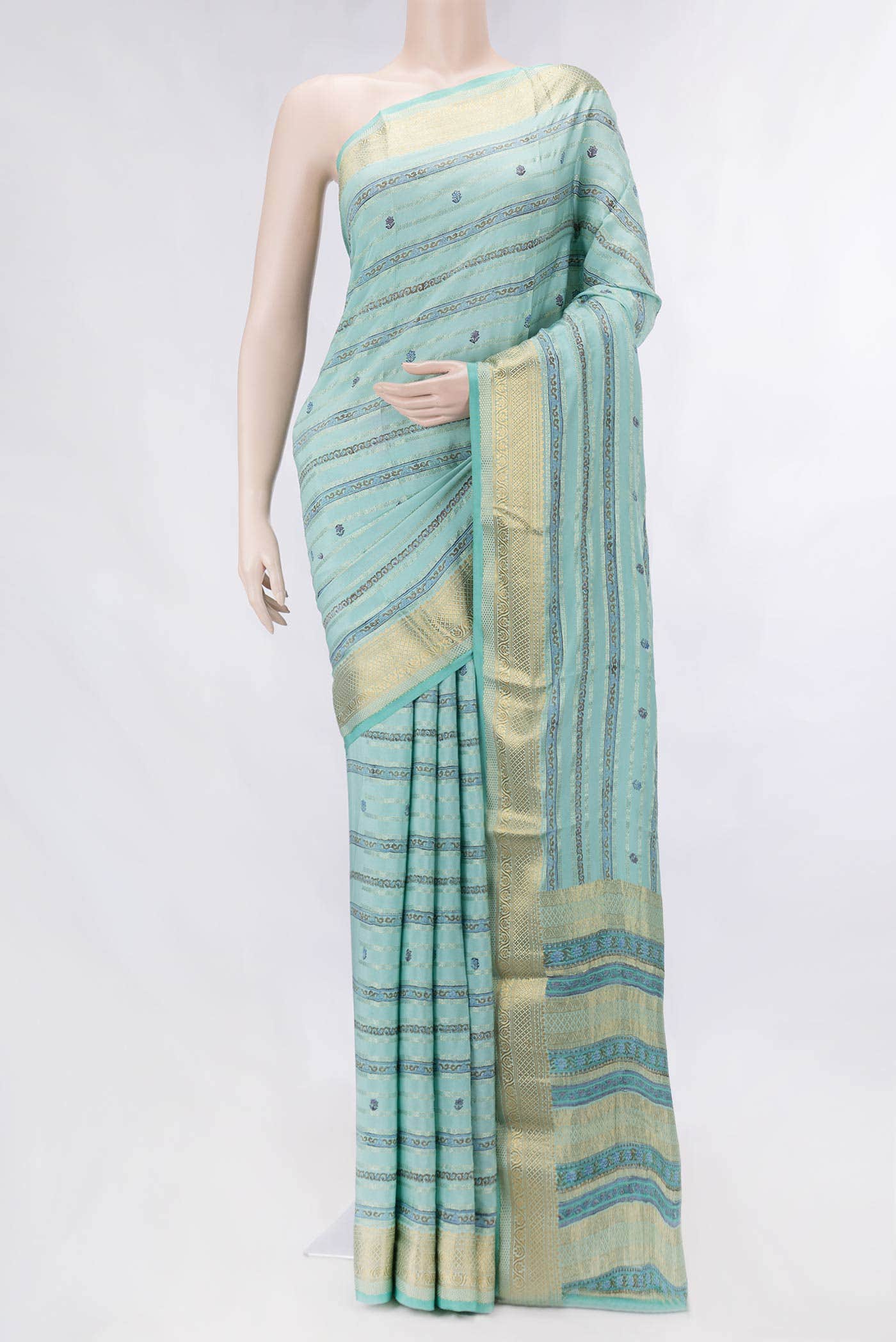Light Blue Dual Tone Mysore Georgette Saree