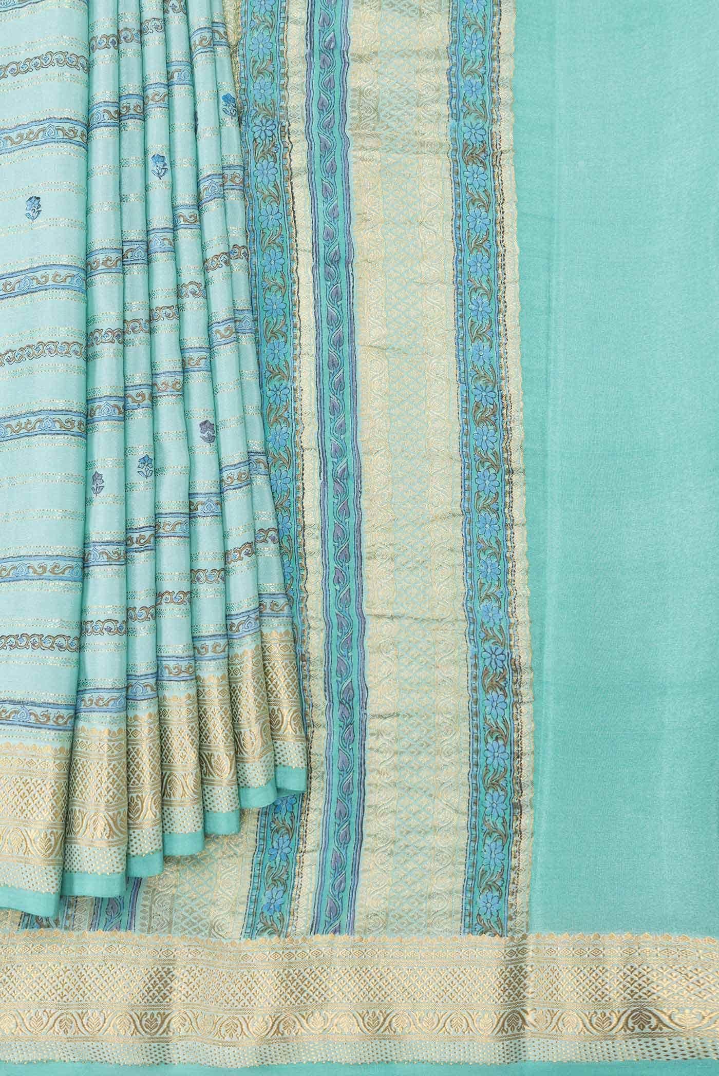 Light Blue Dual Tone Mysore Georgette Saree