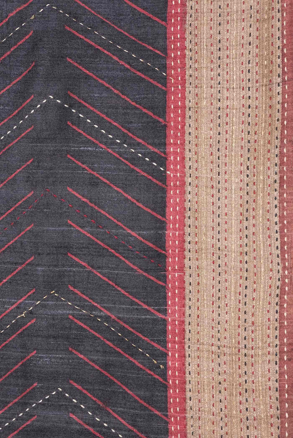 Black Dual Tone Tussar Silk Saree