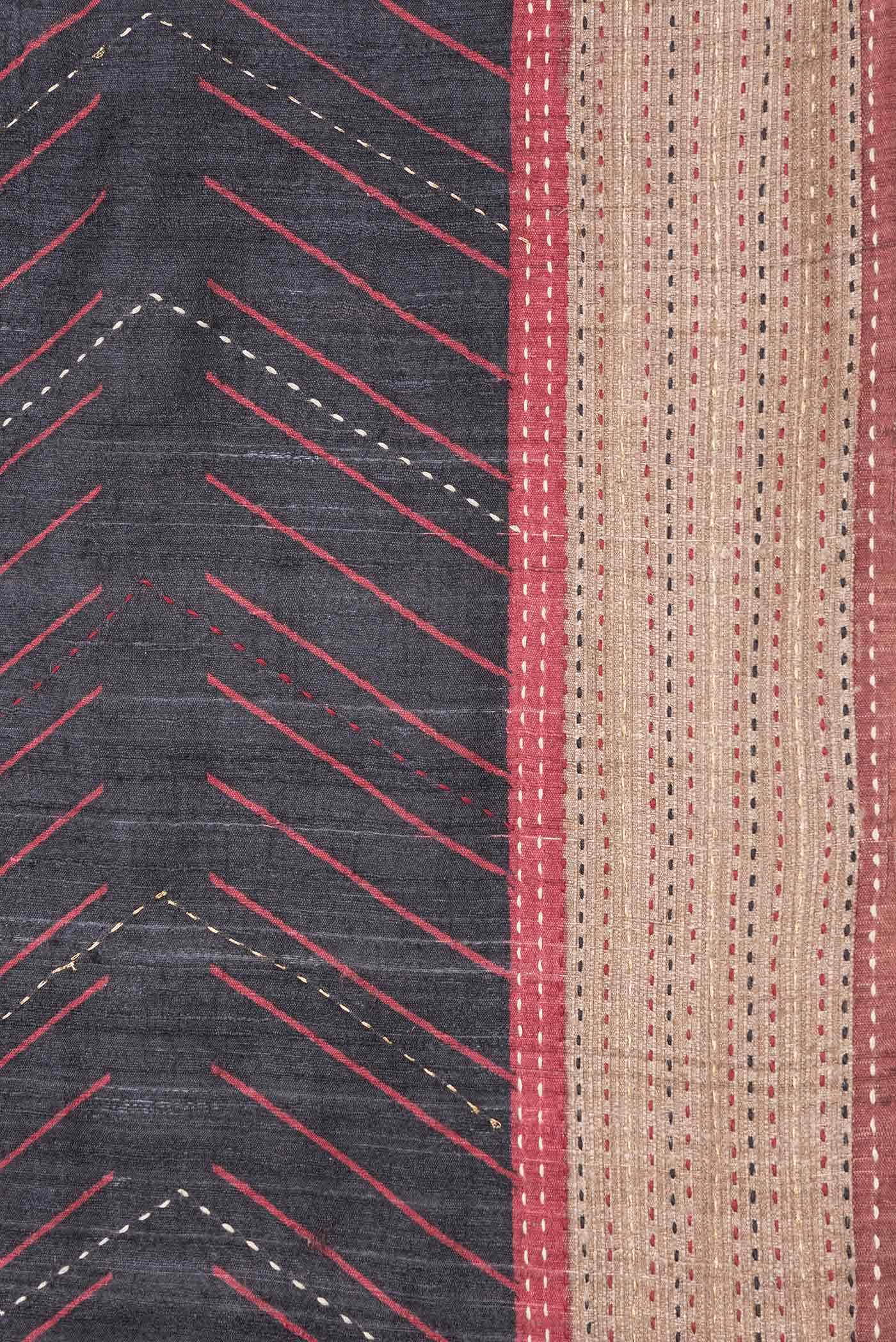 Black Dual Tone Tussar Silk Saree