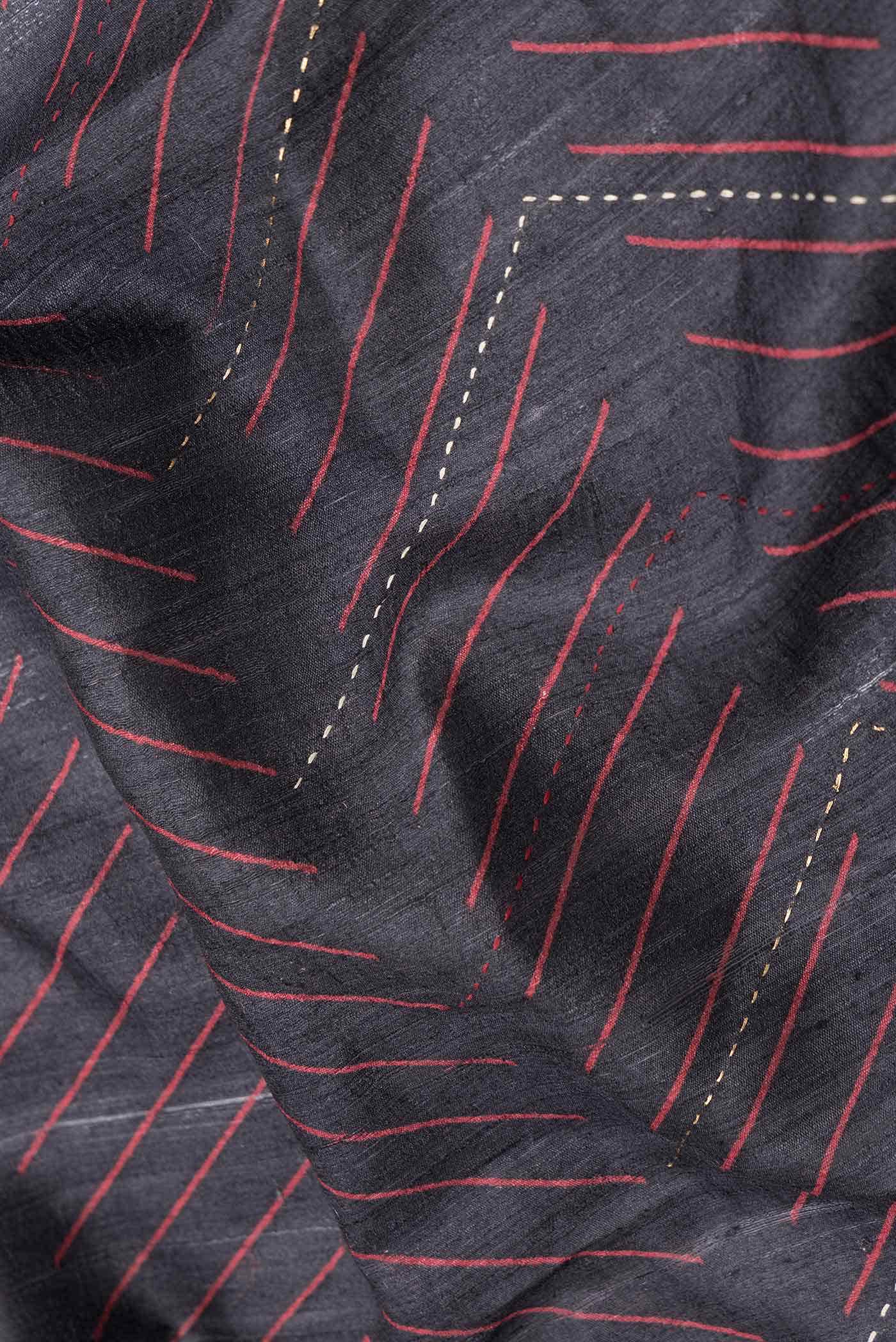 Black Dual Tone Tussar Silk Saree