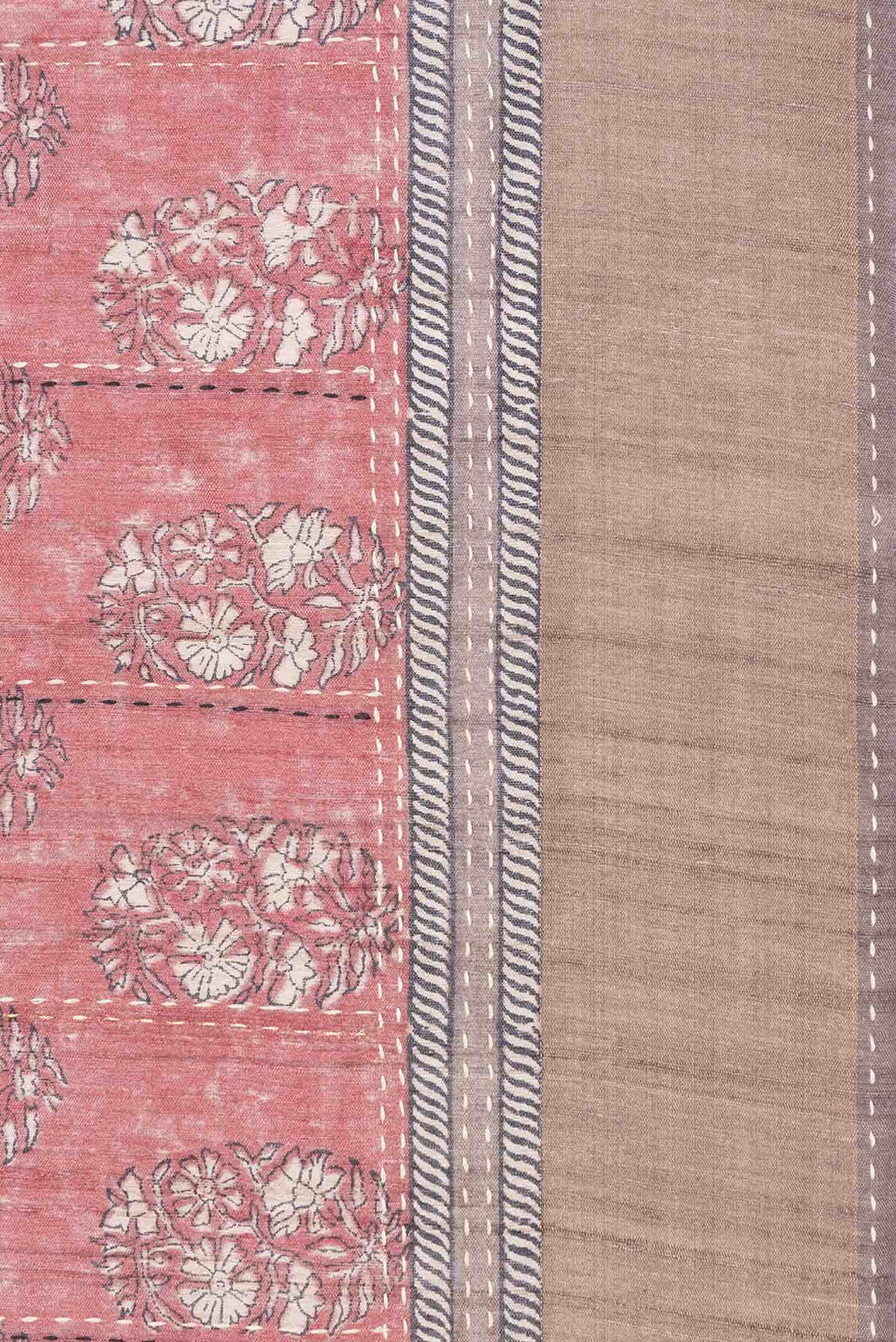 Dark Pink Dual Tone Tussar Silk Saree