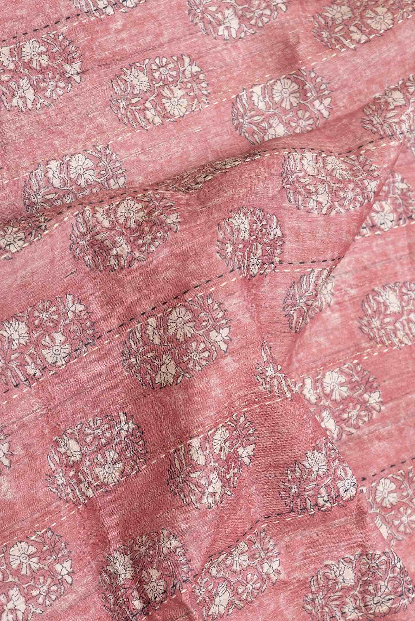 Dark Pink Dual Tone Tussar Silk Saree