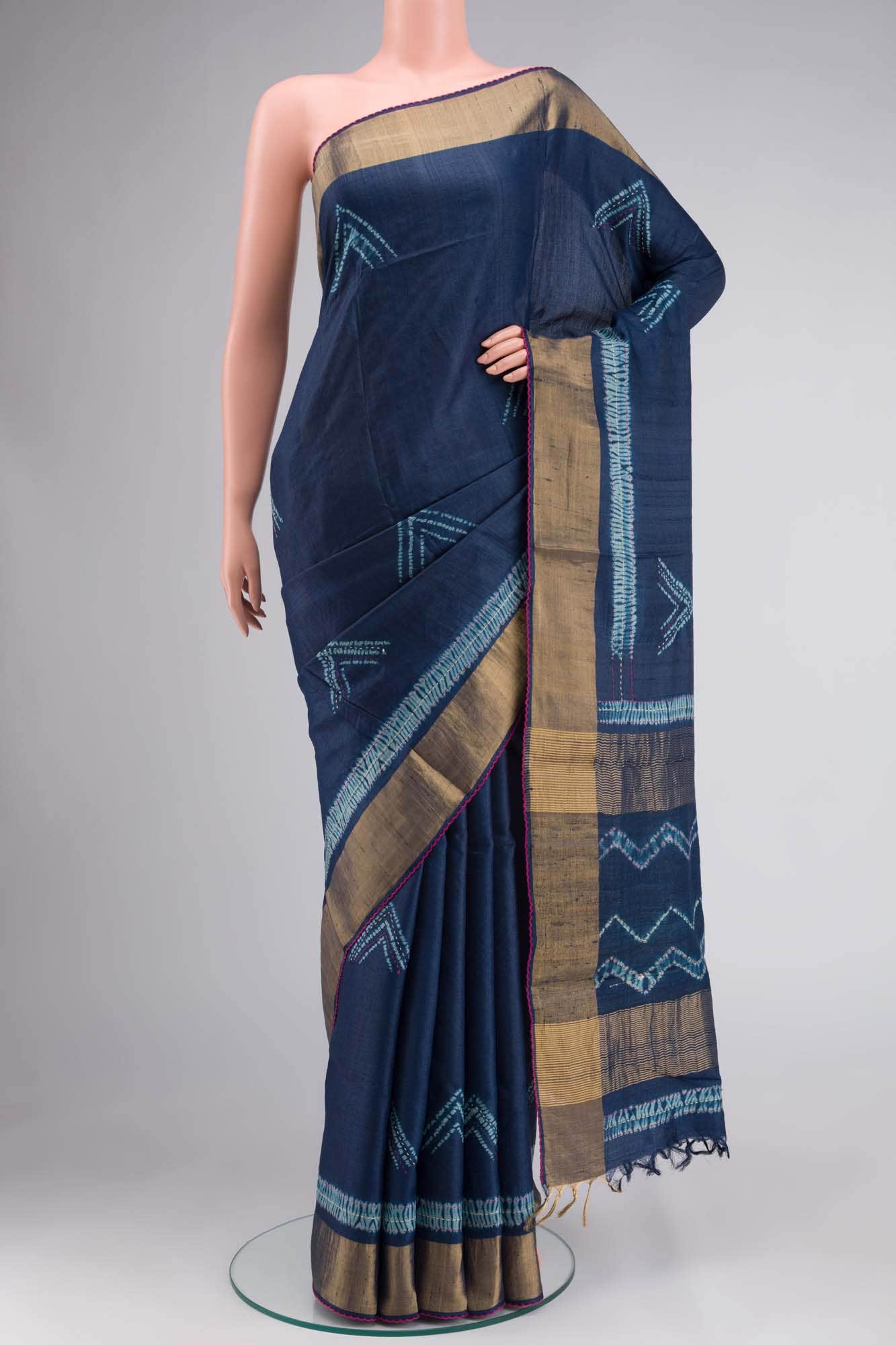 Blue Bhagalpuri Tussar Silk Saree