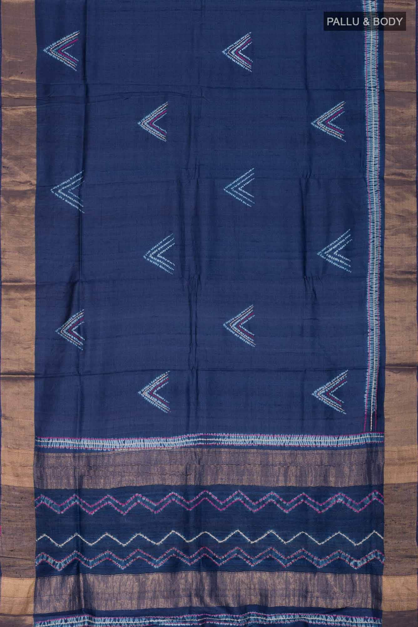 Blue Bhagalpuri Tussar Silk Saree