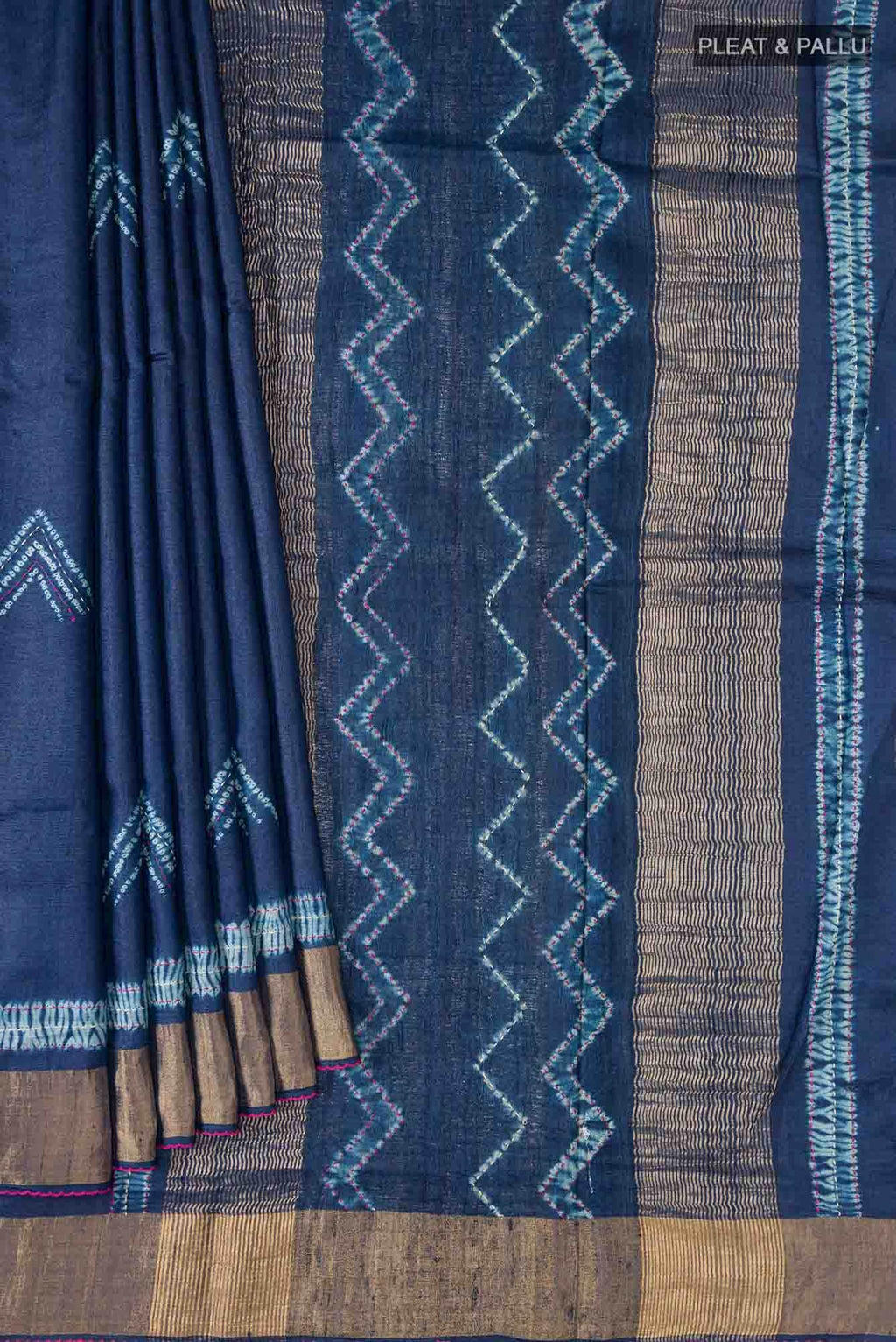 Blue Bhagalpuri Tussar Silk Saree