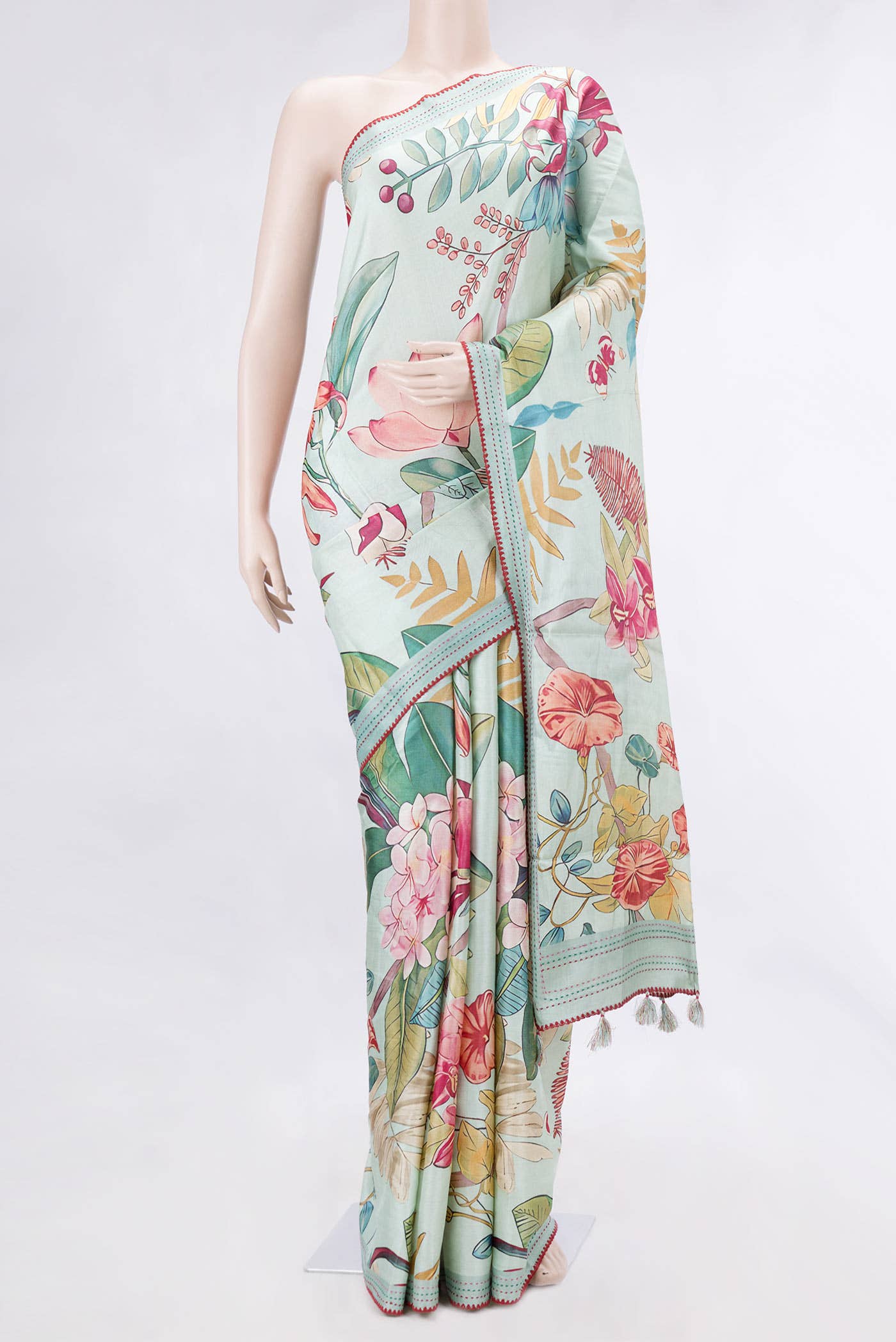 Light Blue Dual Tone Tussar Silk Saree