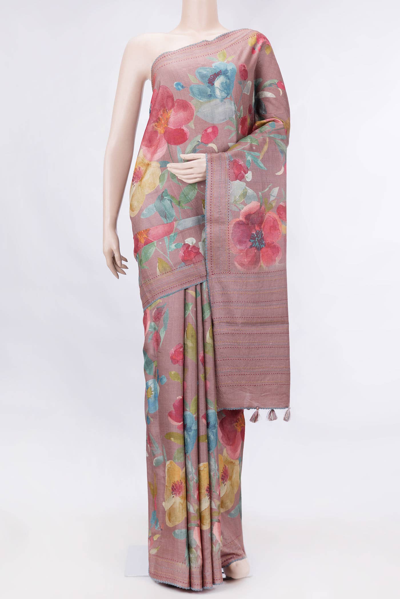 Brown Dual Tone Tussar Silk Saree