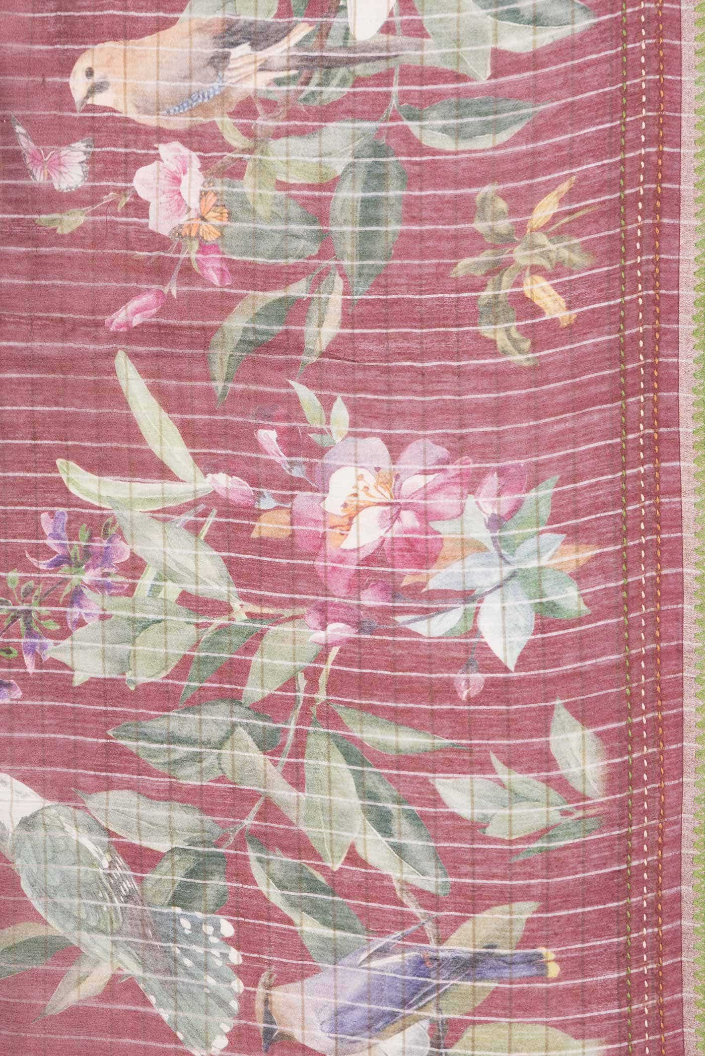 Maroon Dual Tone Tussar Silk Saree