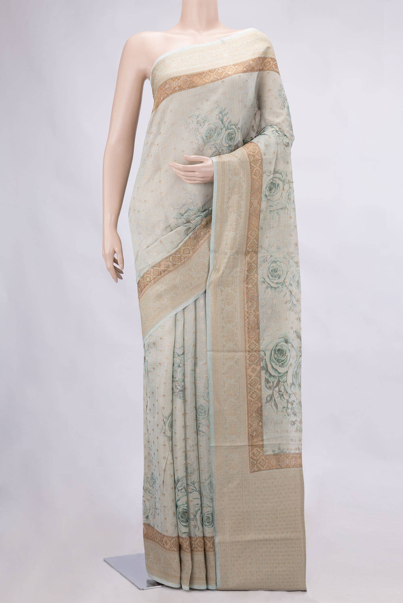Light Blue Tussar Silk Saree