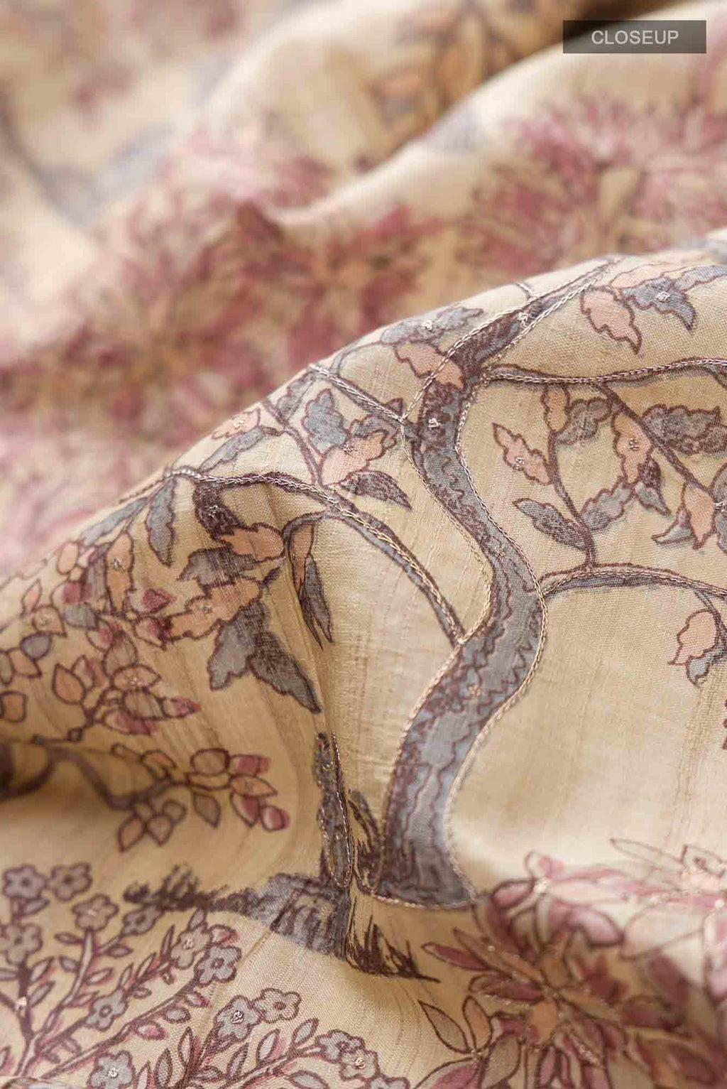Beige Bhagalpuri Tussar Silk Saree