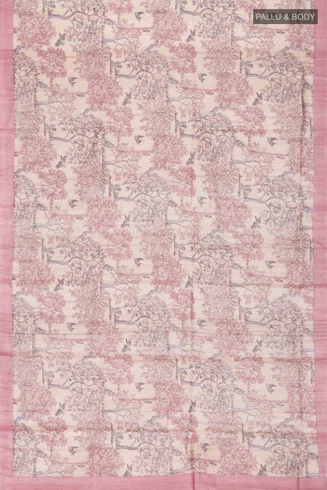 Beige Bhagalpuri Tussar Silk Saree