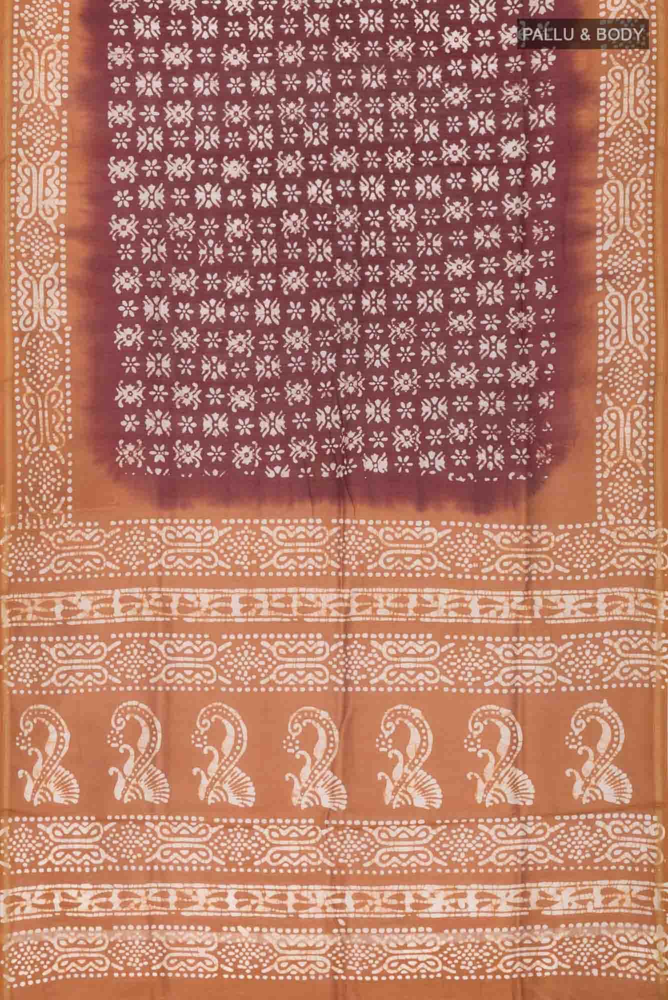 Brown Maheshwari Silk Cotton Saree