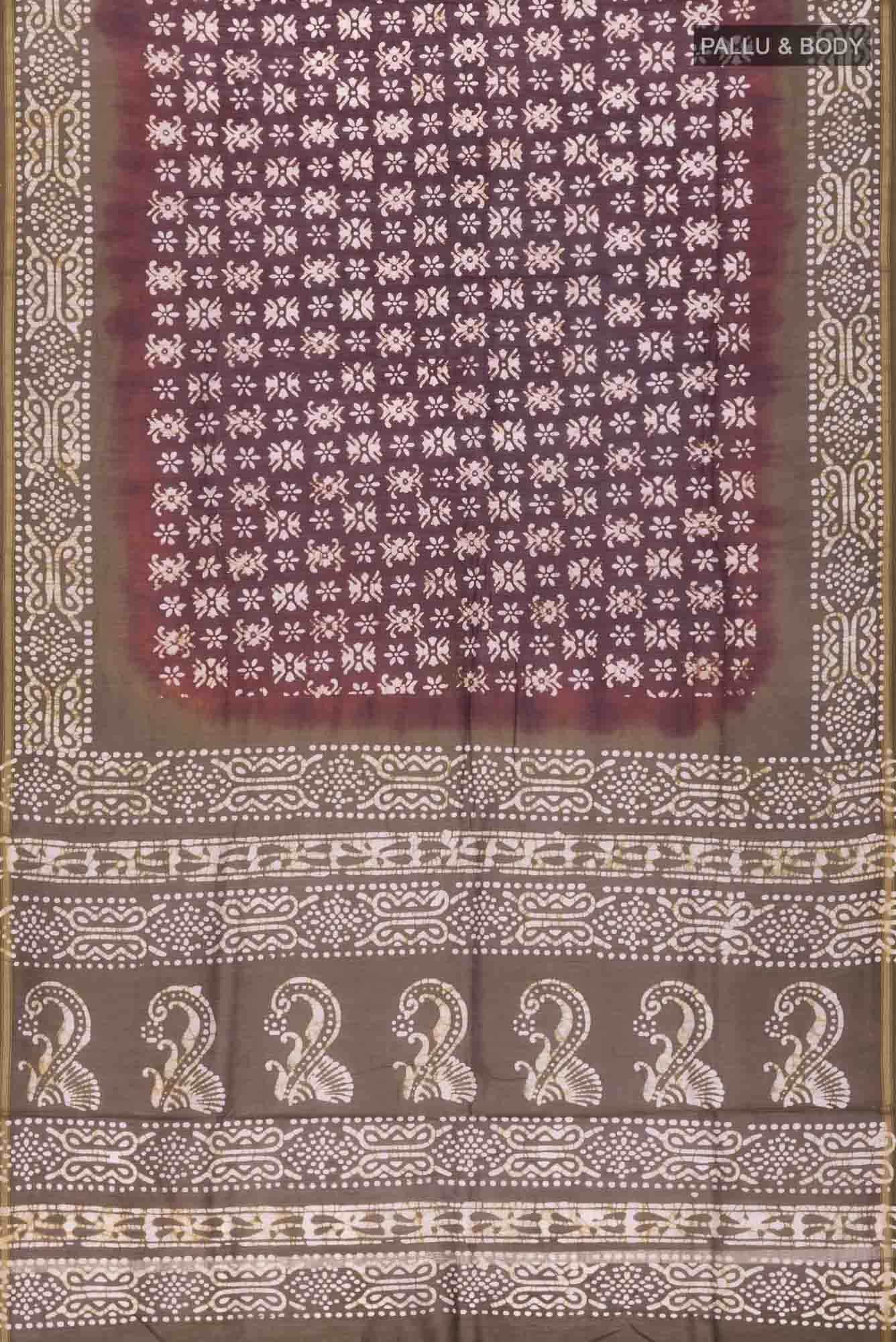 Brown Maheshwari Silk Cotton Saree
