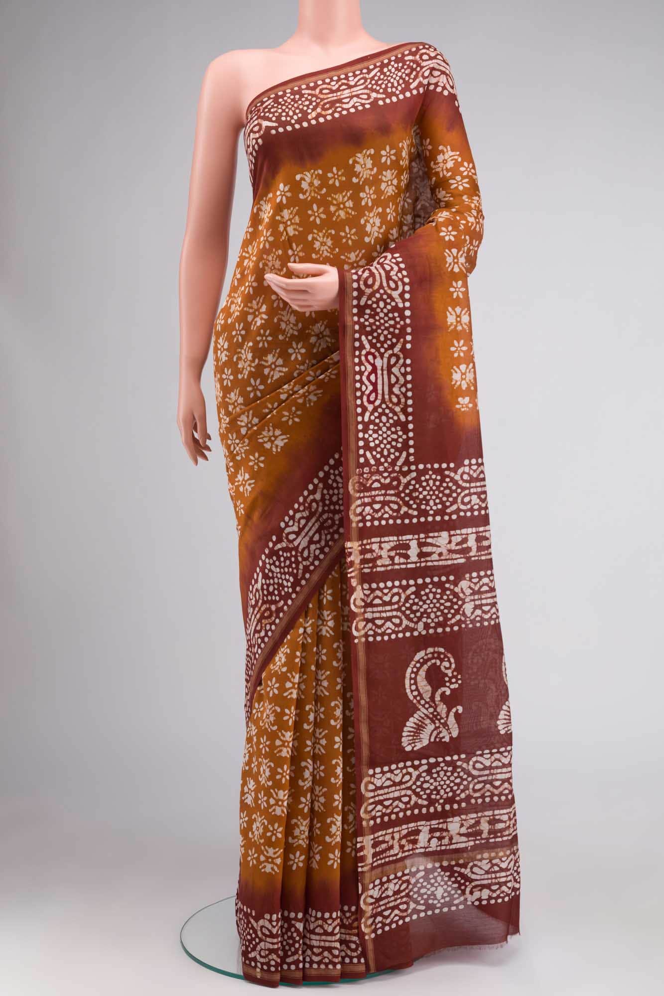 Mustard Maheshwari Silk Cotton Saree