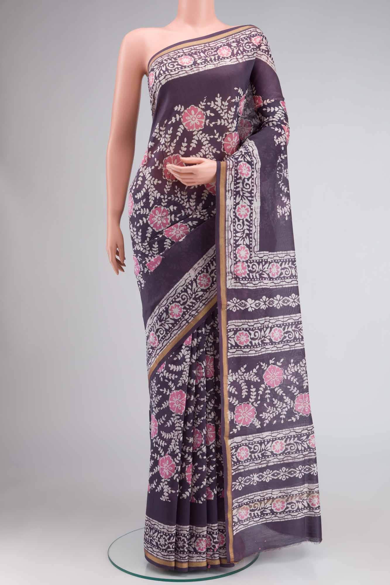 Lavender Maheshwari Silk Cotton Saree