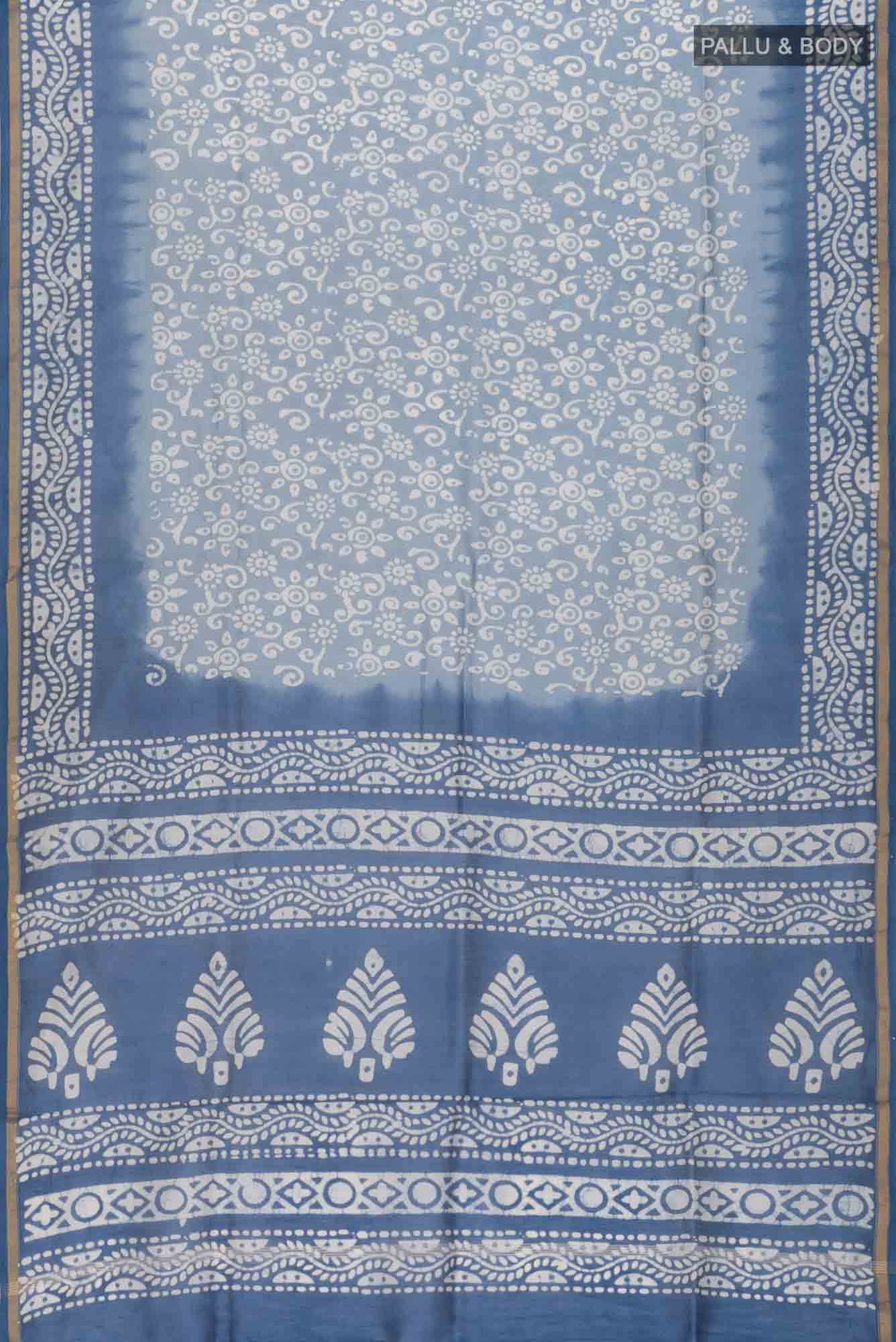 Light Blue Maheshwari Silk Cotton Saree