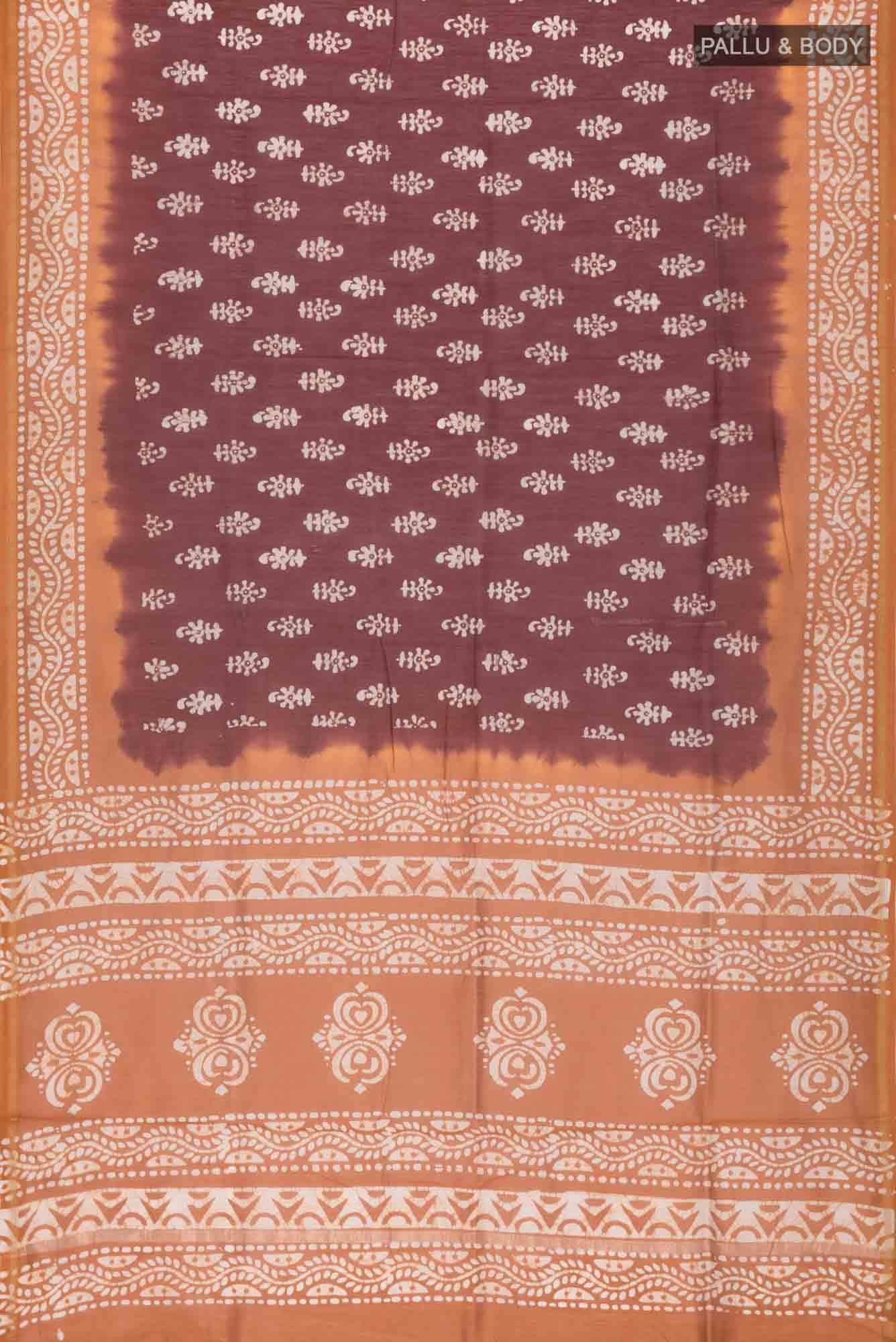 Brown Maheshwari Silk Cotton Saree