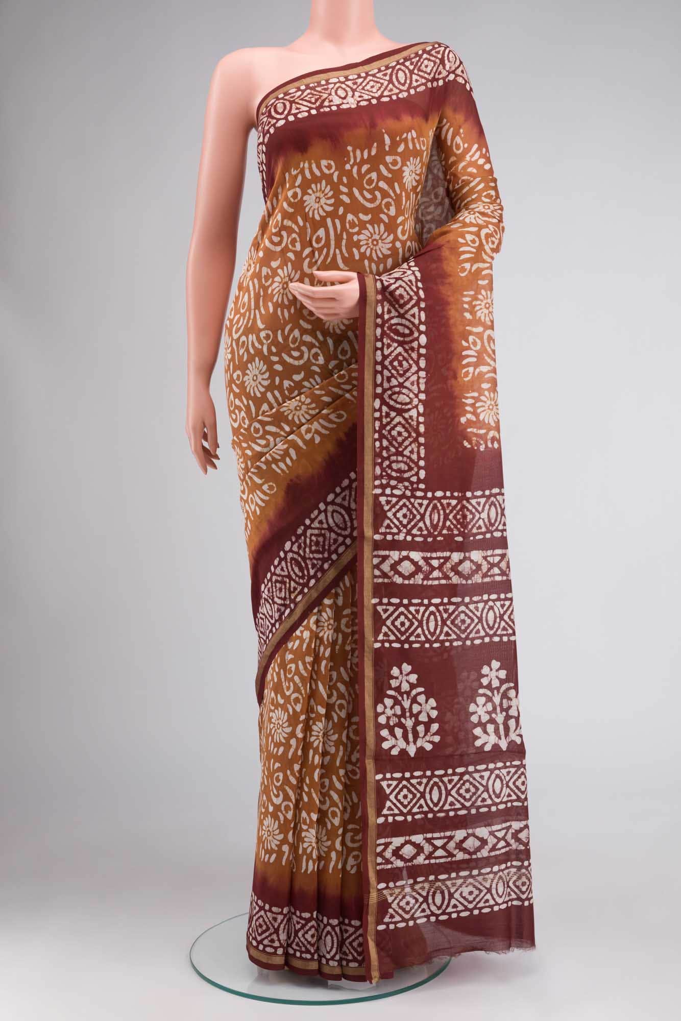 Mustard Maheshwari Silk Cotton Saree