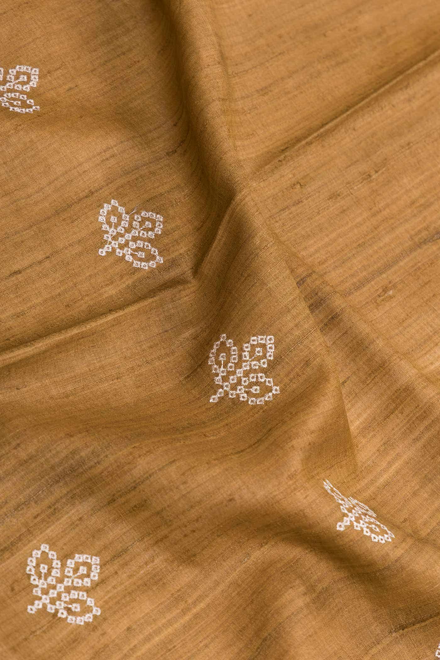 Mustard Dual Tone Tussar Saree