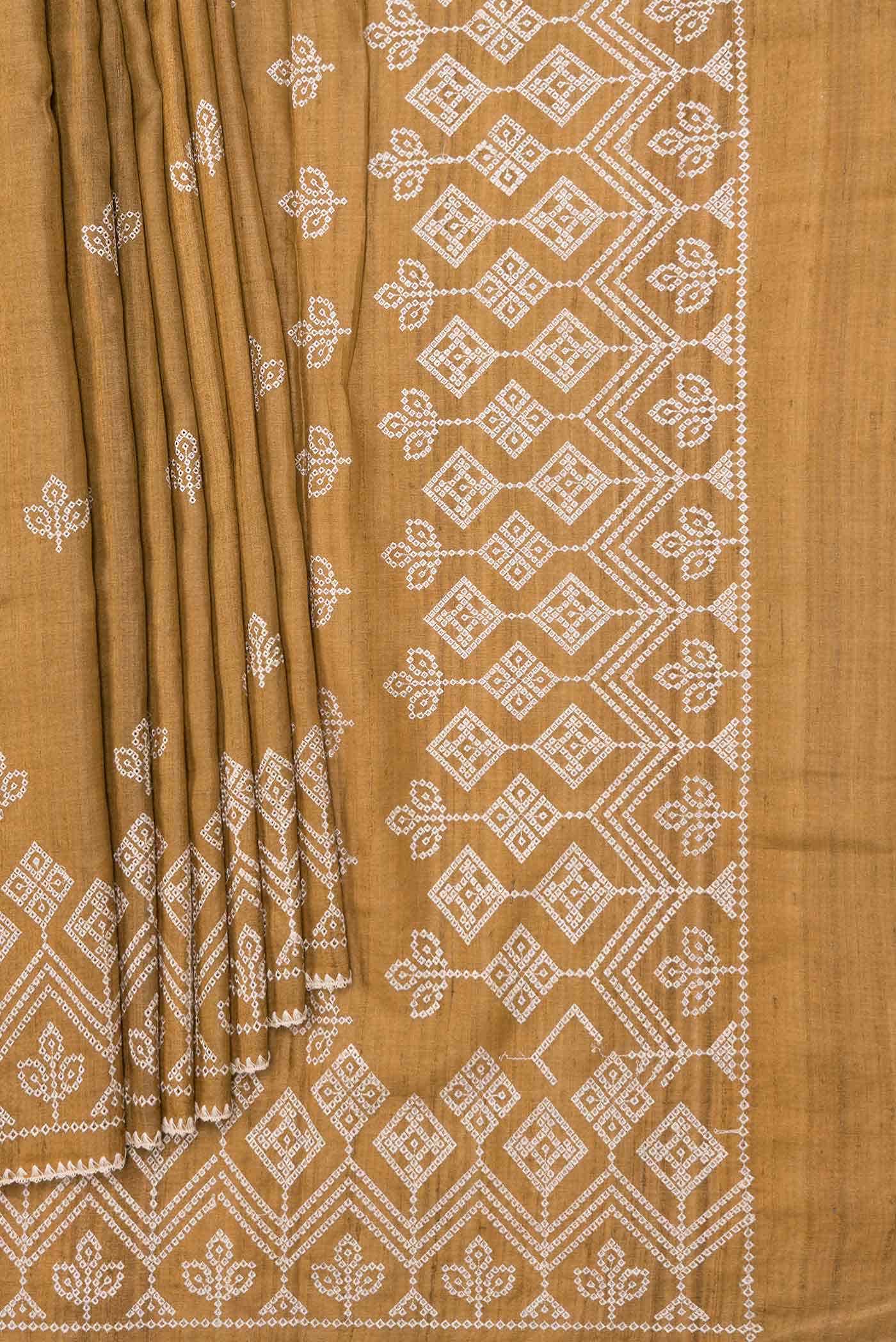 Mustard Dual Tone Tussar Saree