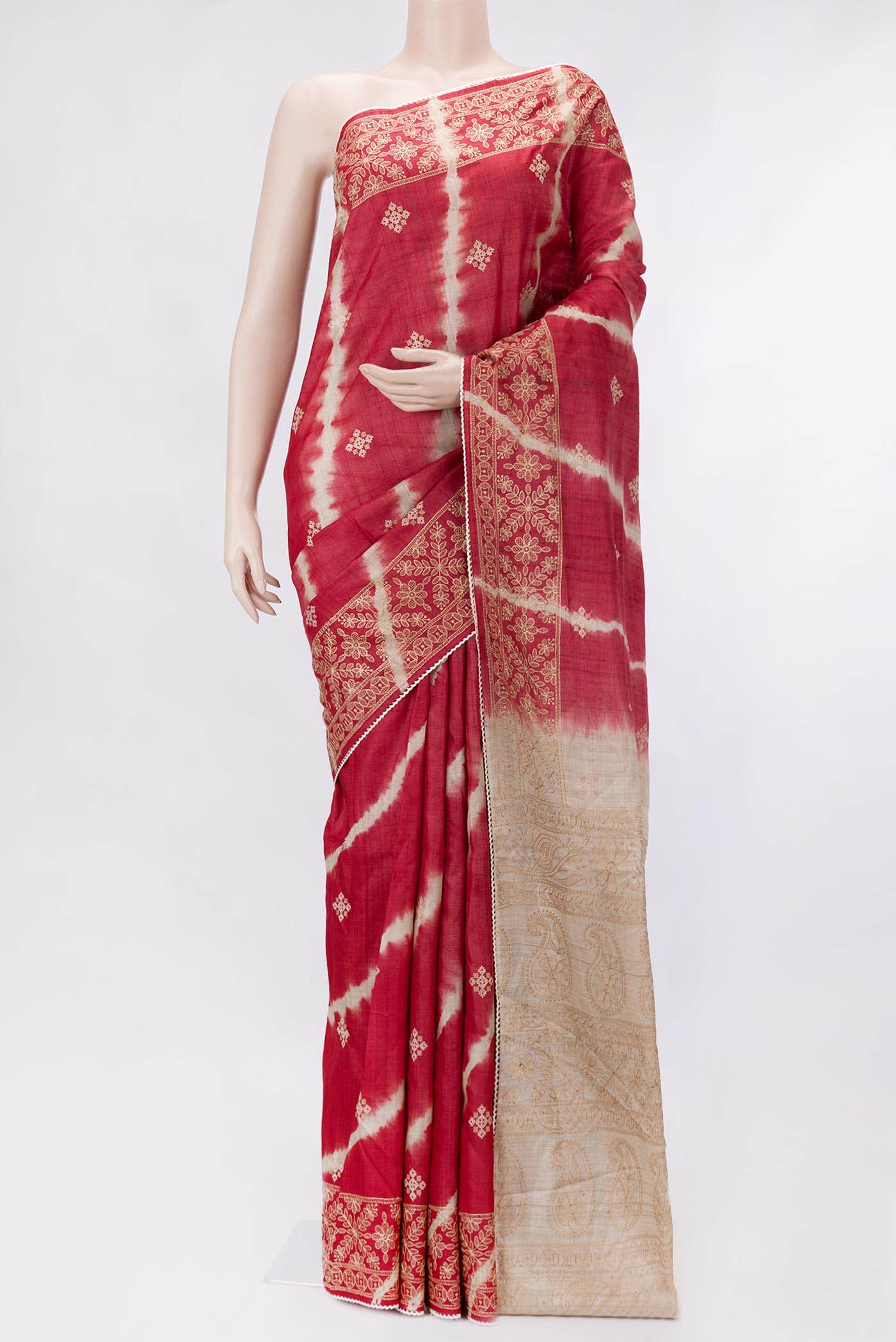 Rani Pink Dual Tone Tussar Silk Saree