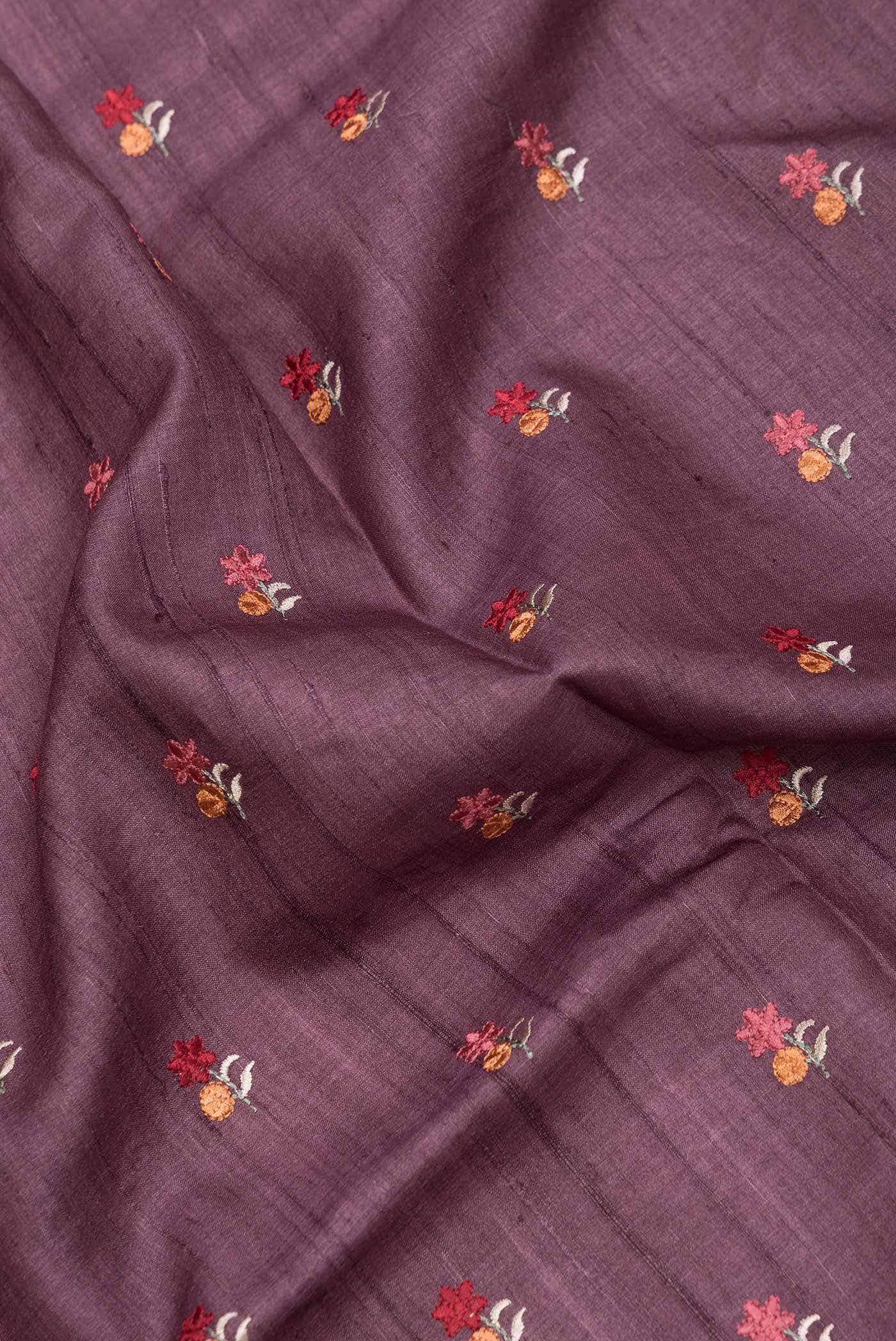 Burgundy Dual Tone Tussar Silk Saree