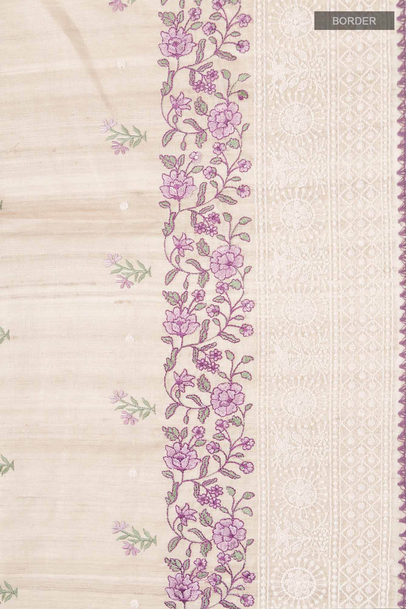 Beige Bhagalpuri Tussar Silk Saree