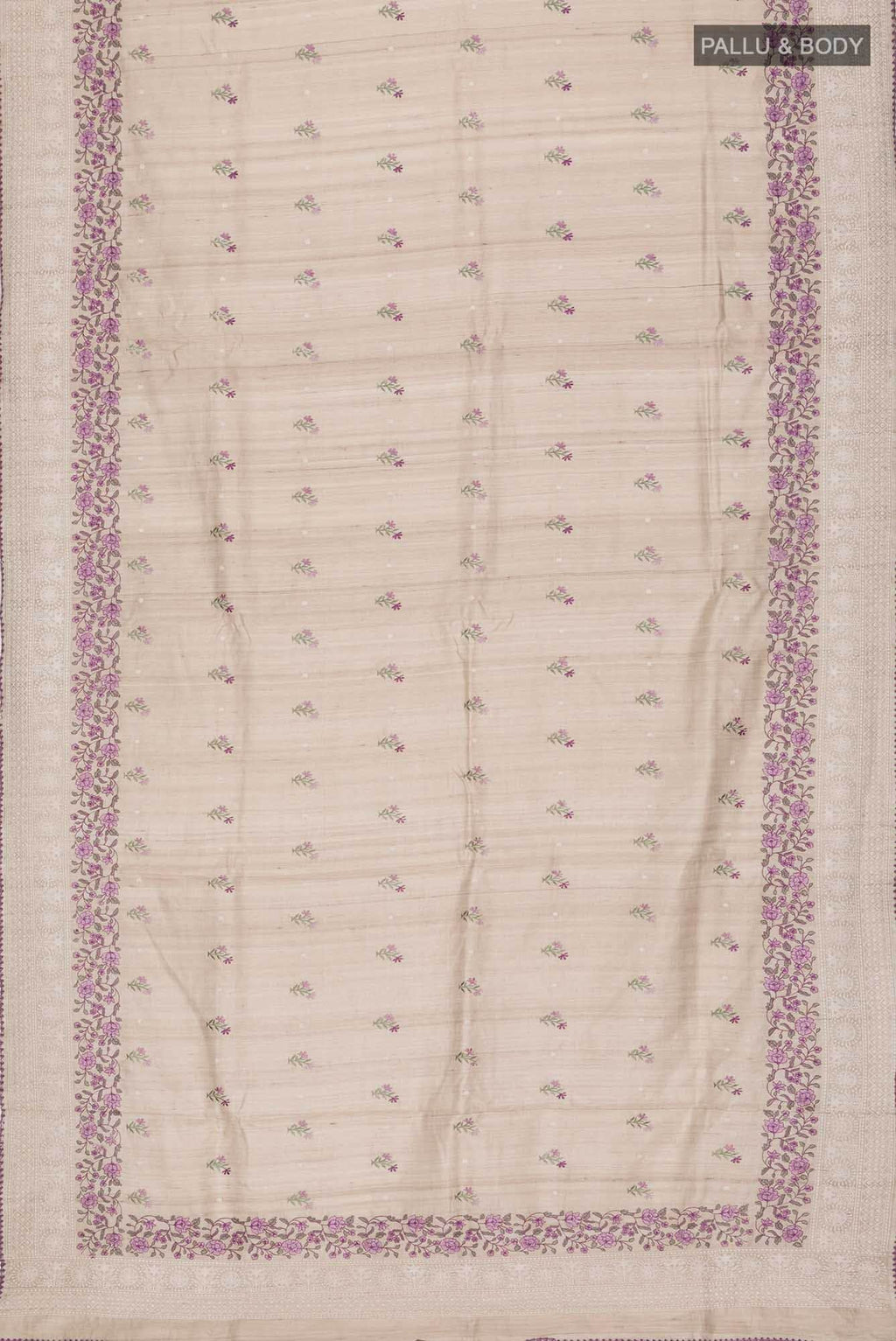 Beige Bhagalpuri Tussar Silk Saree