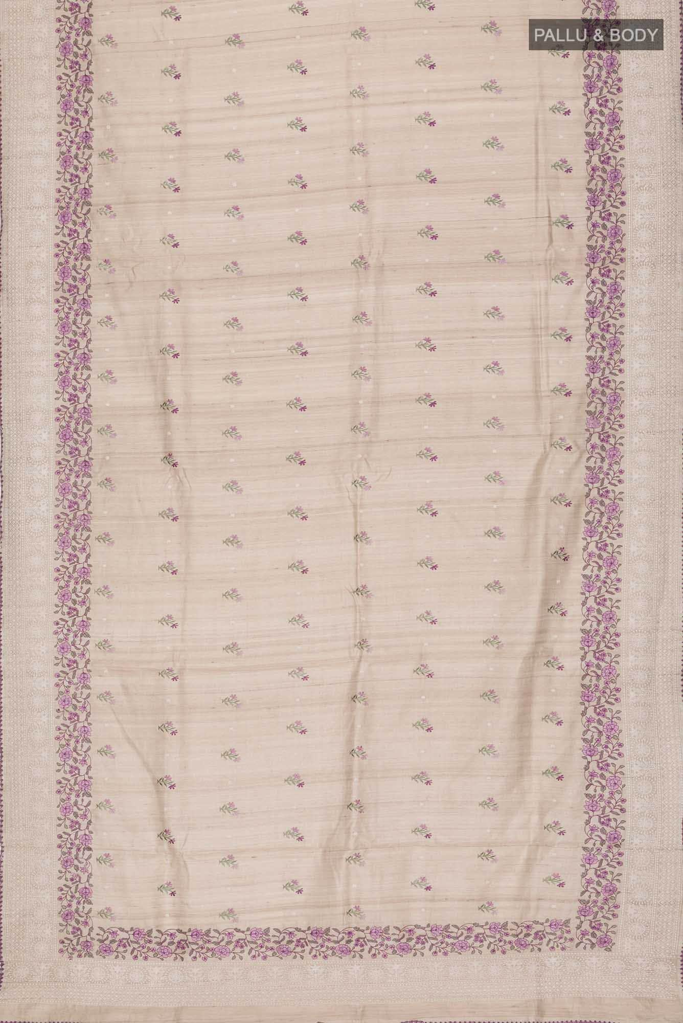 Beige Bhagalpuri Tussar Silk Saree
