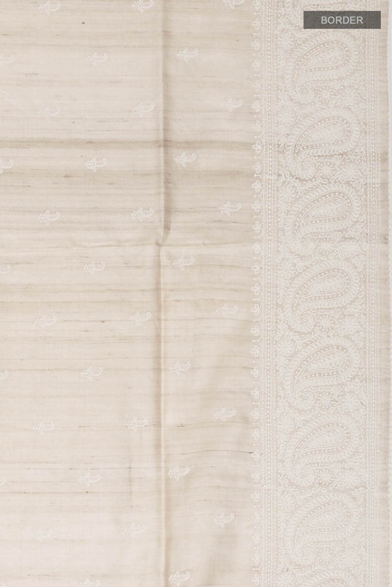Cream Bhagalpuri Tussar Silk Saree