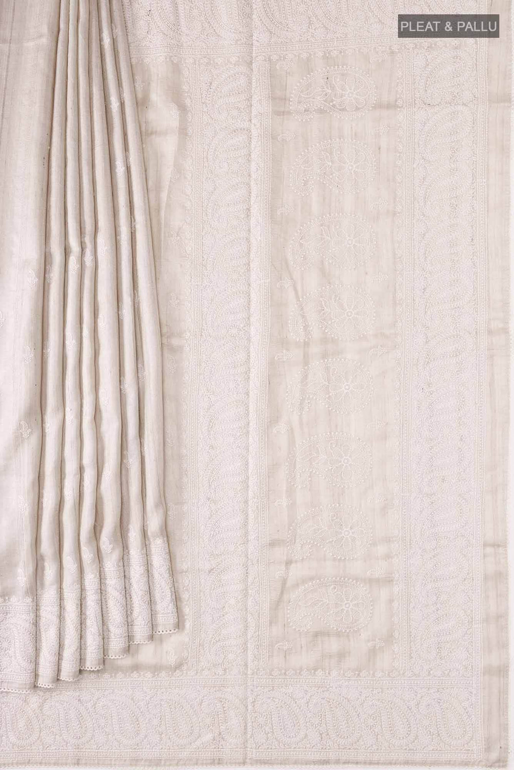 Cream Bhagalpuri Tussar Silk Saree