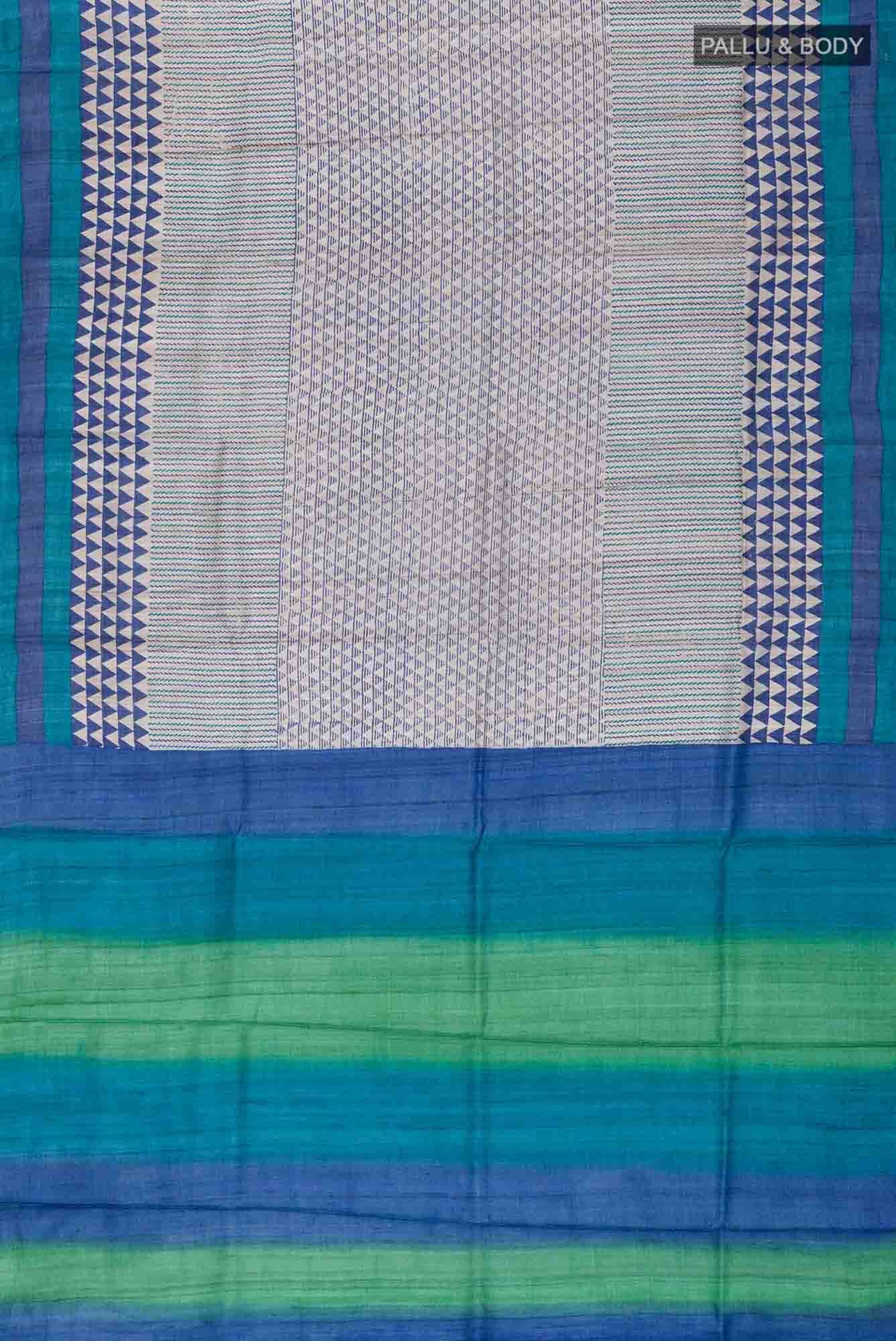 Beige Bhagalpuri Tussar Silk Saree